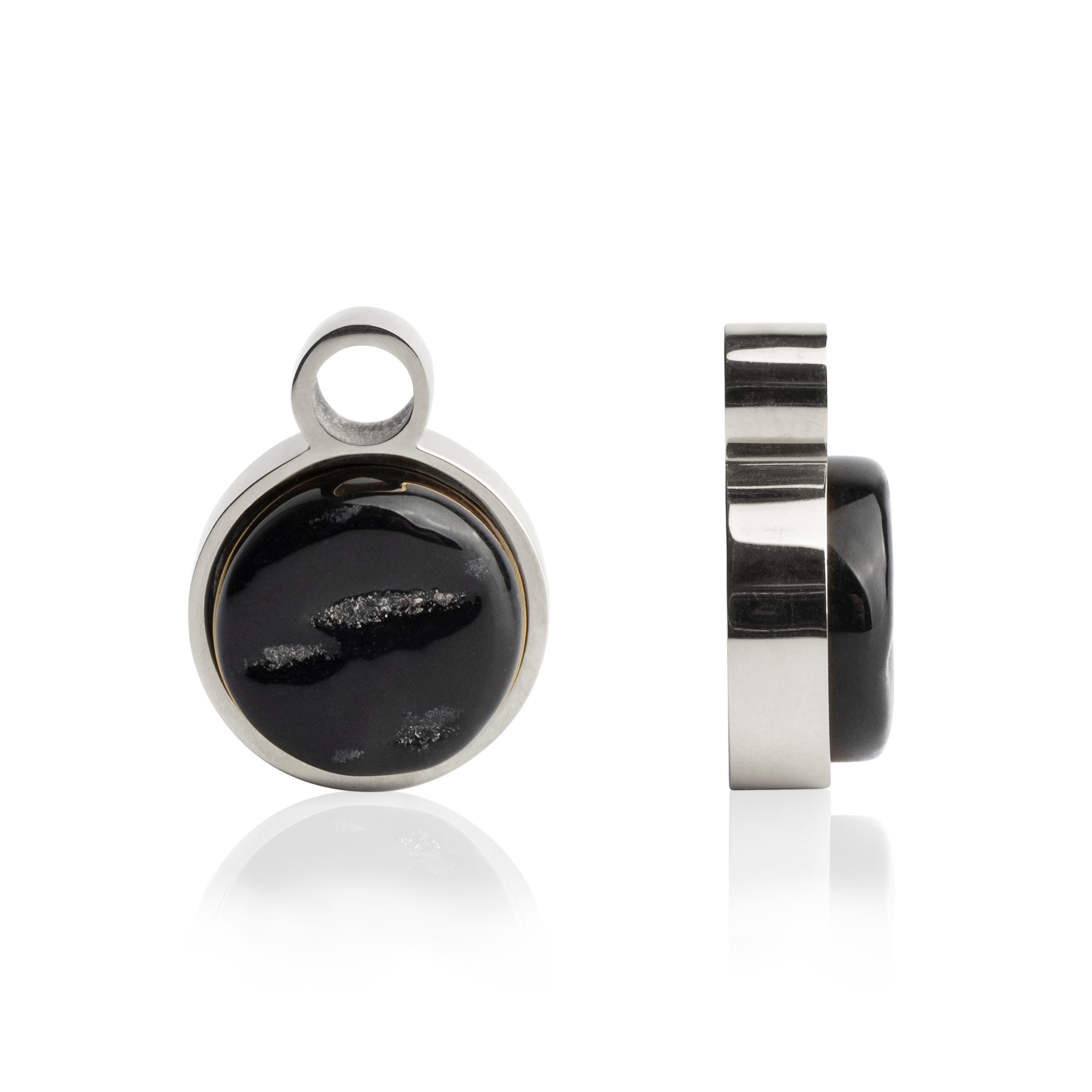 ALEXASCHA Runder Anhänger Anhänger für Creolen mit 2mm ⌀ • Mix & Match Perlmutt Charms aus Glas