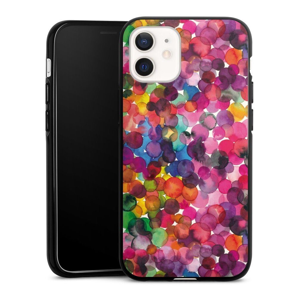DeinDesign Handyhülle bunt Punkte Wasserfarbe Overlapped Watercolor Dots, Apple iPhone 12 Silikon Hülle Bumper Case Handy Schutzhülle