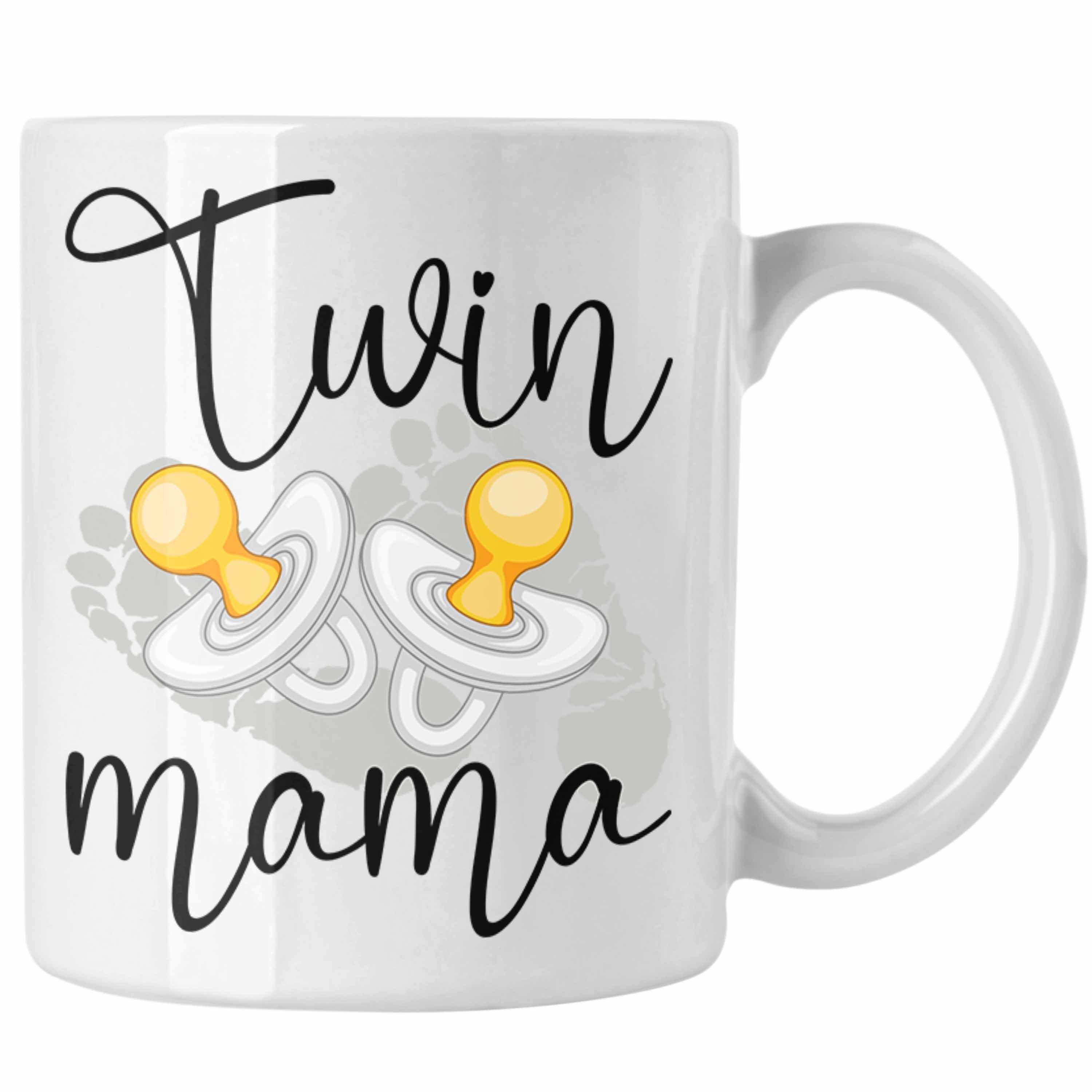 Trendation Tasse Zwillinge Tasse für "Twin Mama" Geschenkidee für Mütter von Zwillingen Weiss