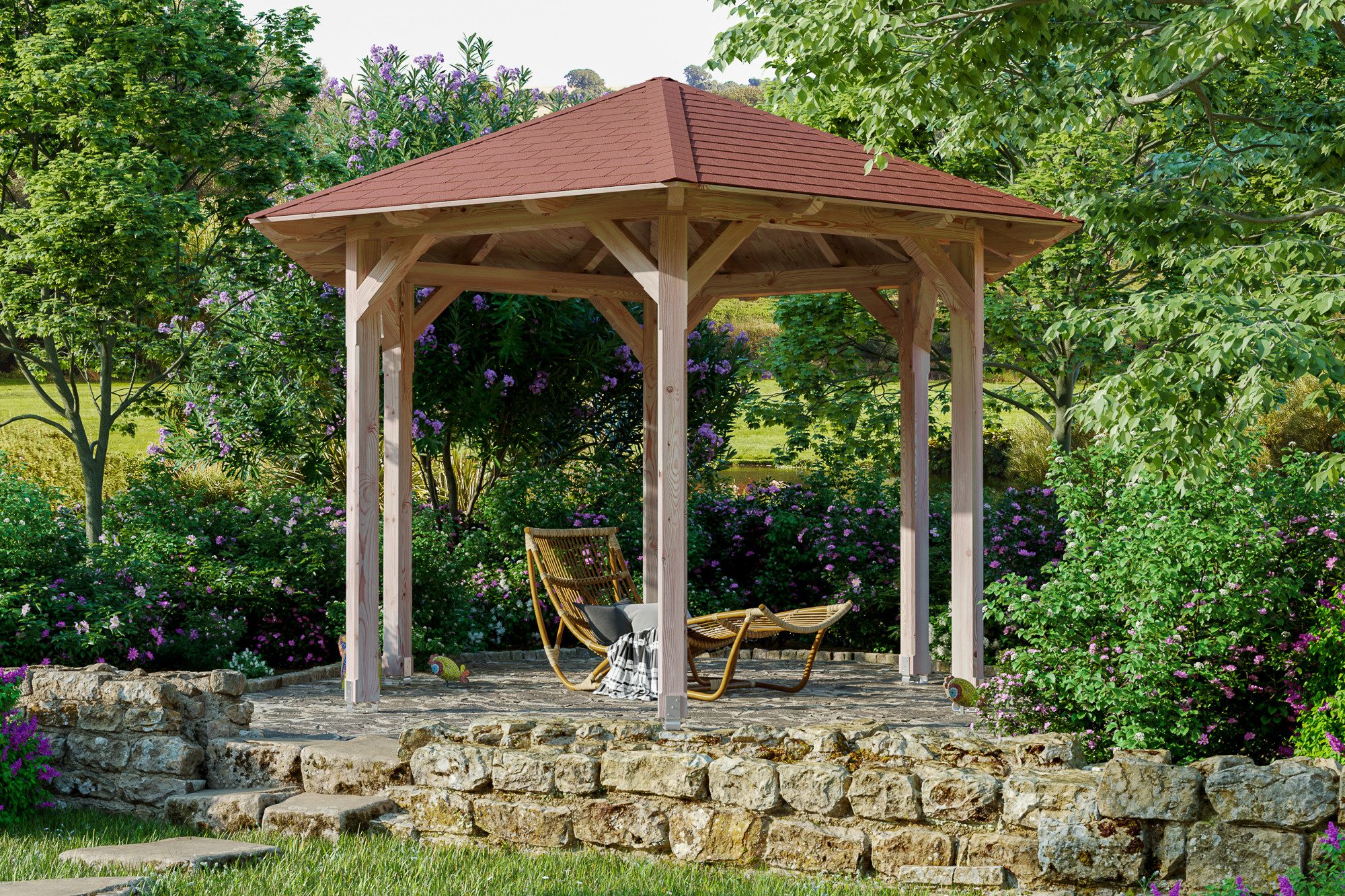 Thumbnail - Skanholz Holzpavillon Colmar 2, Douglasie, 333 x 288 cm