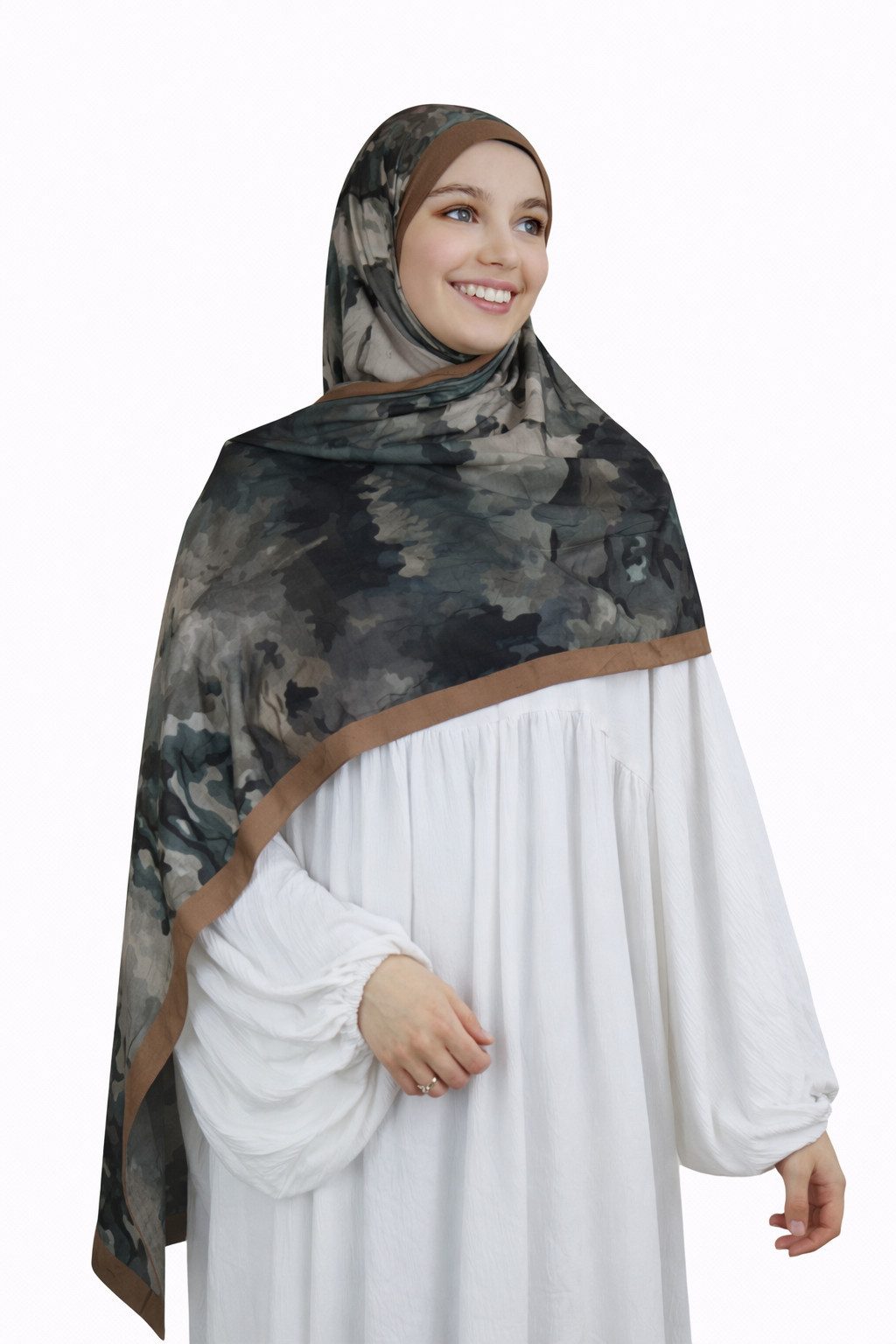 Aymasal Kopftuch Printed Soft Hijab Aquarell Look Kopftuch Schal Modest Fashion Trend, Damen Kopftuch aus Soft-Baumwolle