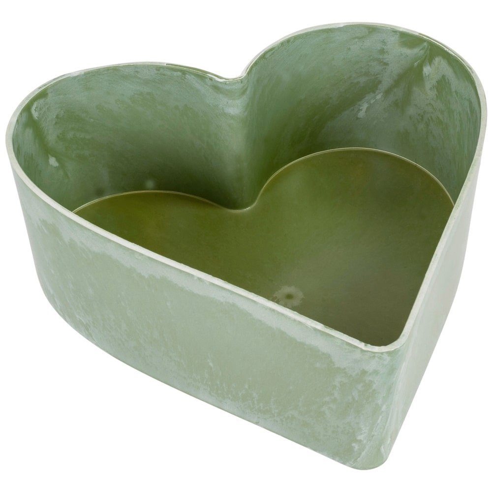 Blumentopf Herz Pflanzschale für draussen Vintage Dekoschale grün 22 cm