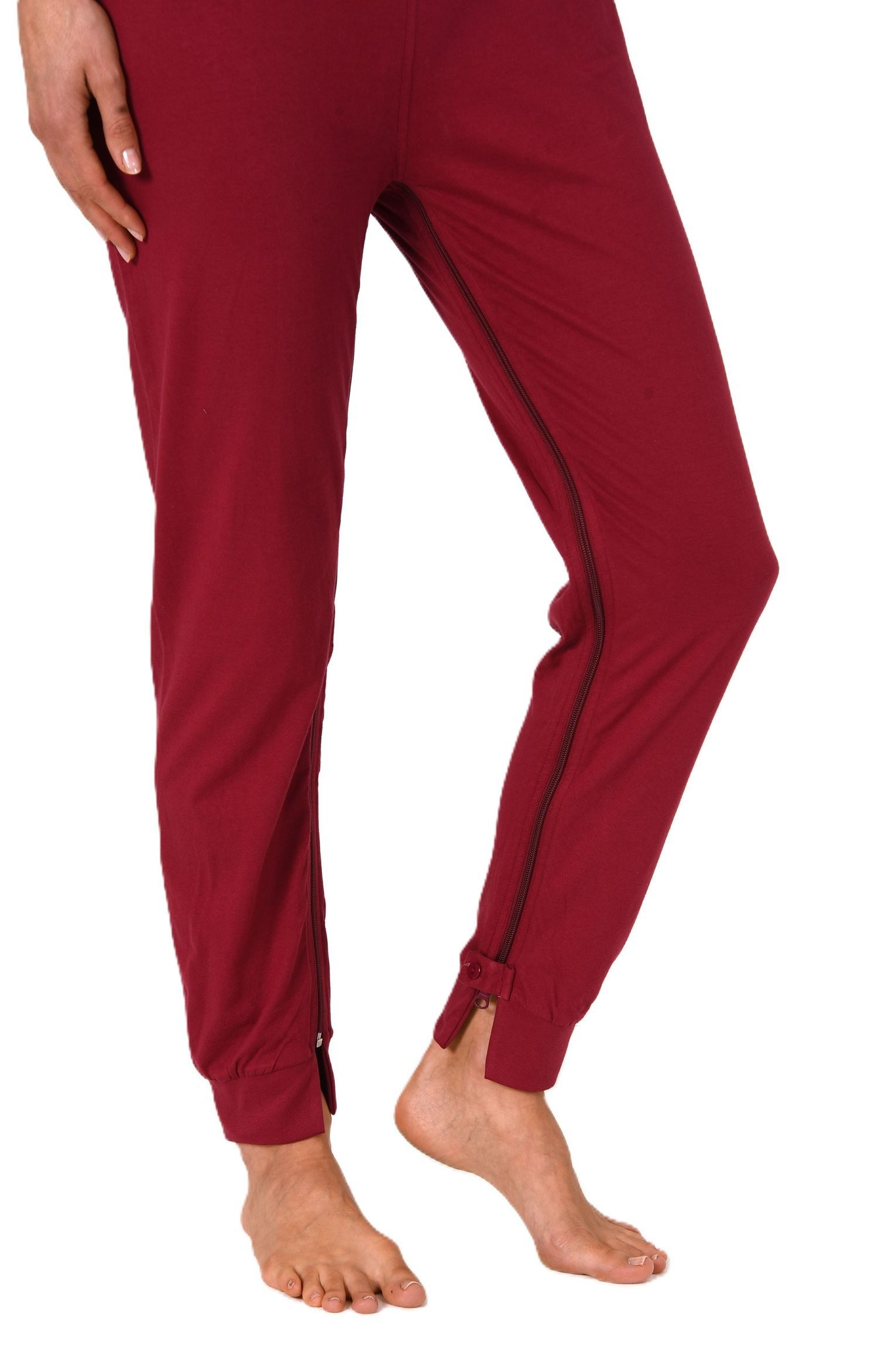 Normann Pyjama Damen Pflegeoverall kurzarm mit langen Bein + Reißverschluß am Bein – Bild 4 von 5