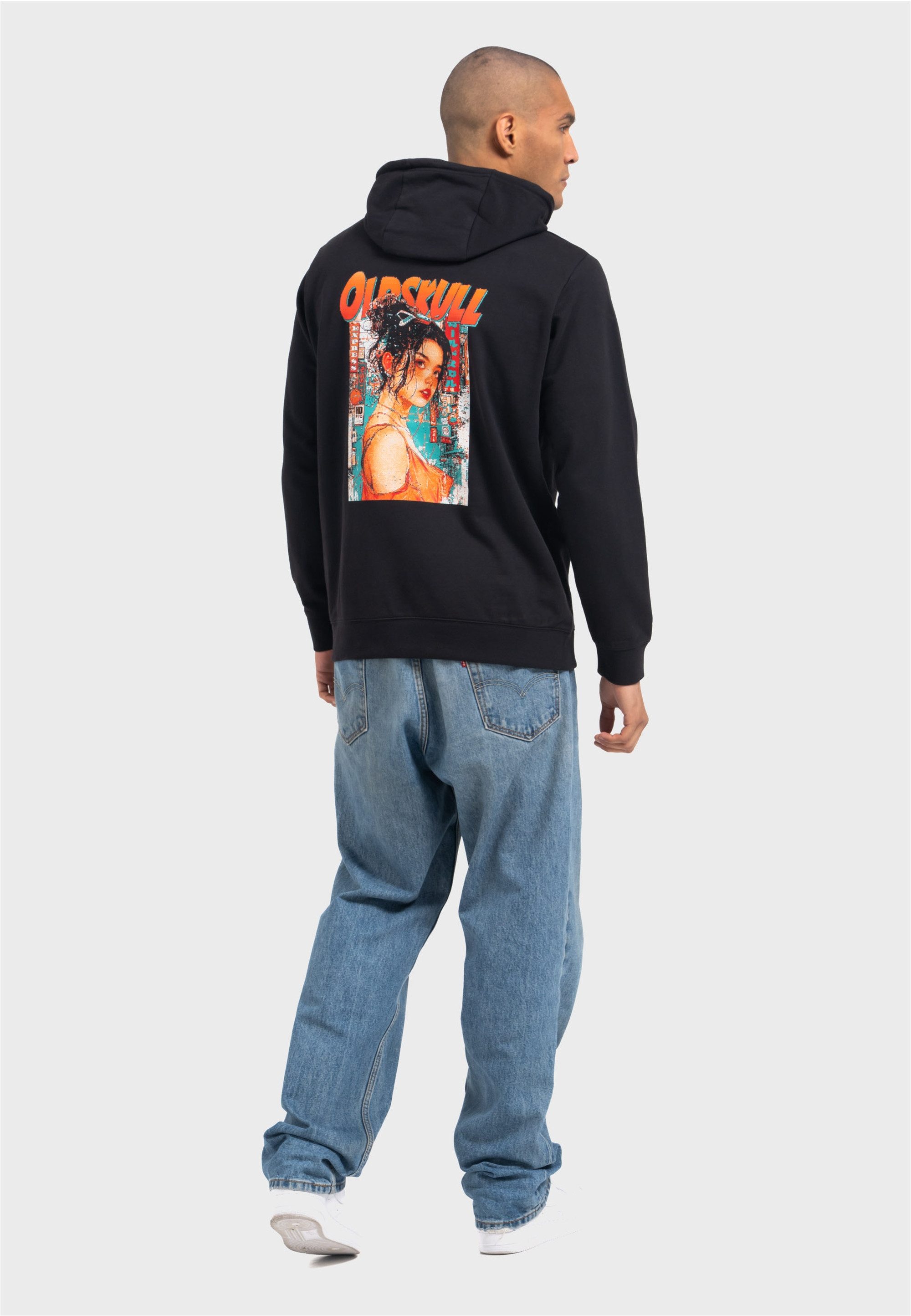 Oldskull Kapuzensweatshirt Retro Pixel Lady Logo Graphic im zeitlosen Retro-Design mit Vintage-Print