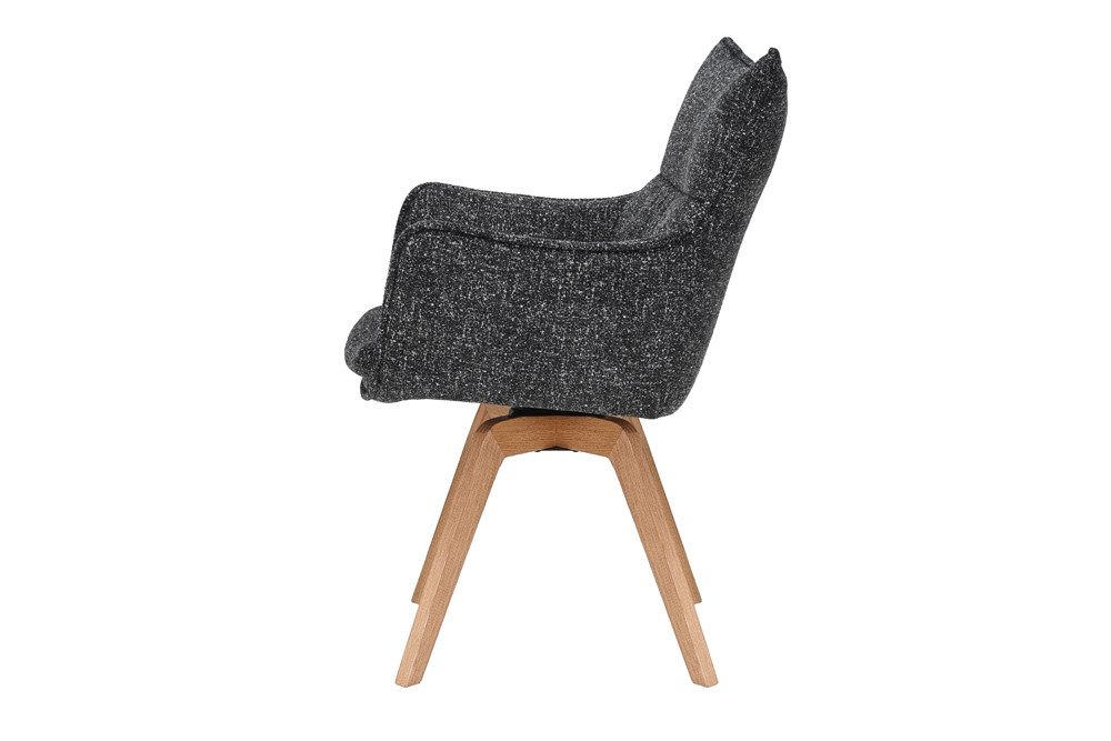 riess-ambiente Drehstuhl VOGUE anthrazit/natur - Strukturstoff, Eiche, 360° drehbar, Armlehne (Einzelartikel, 1 St), moderner Polsterstuhl - ideal für Ess-, Arbeits-, Wohnzimmer & Büro
