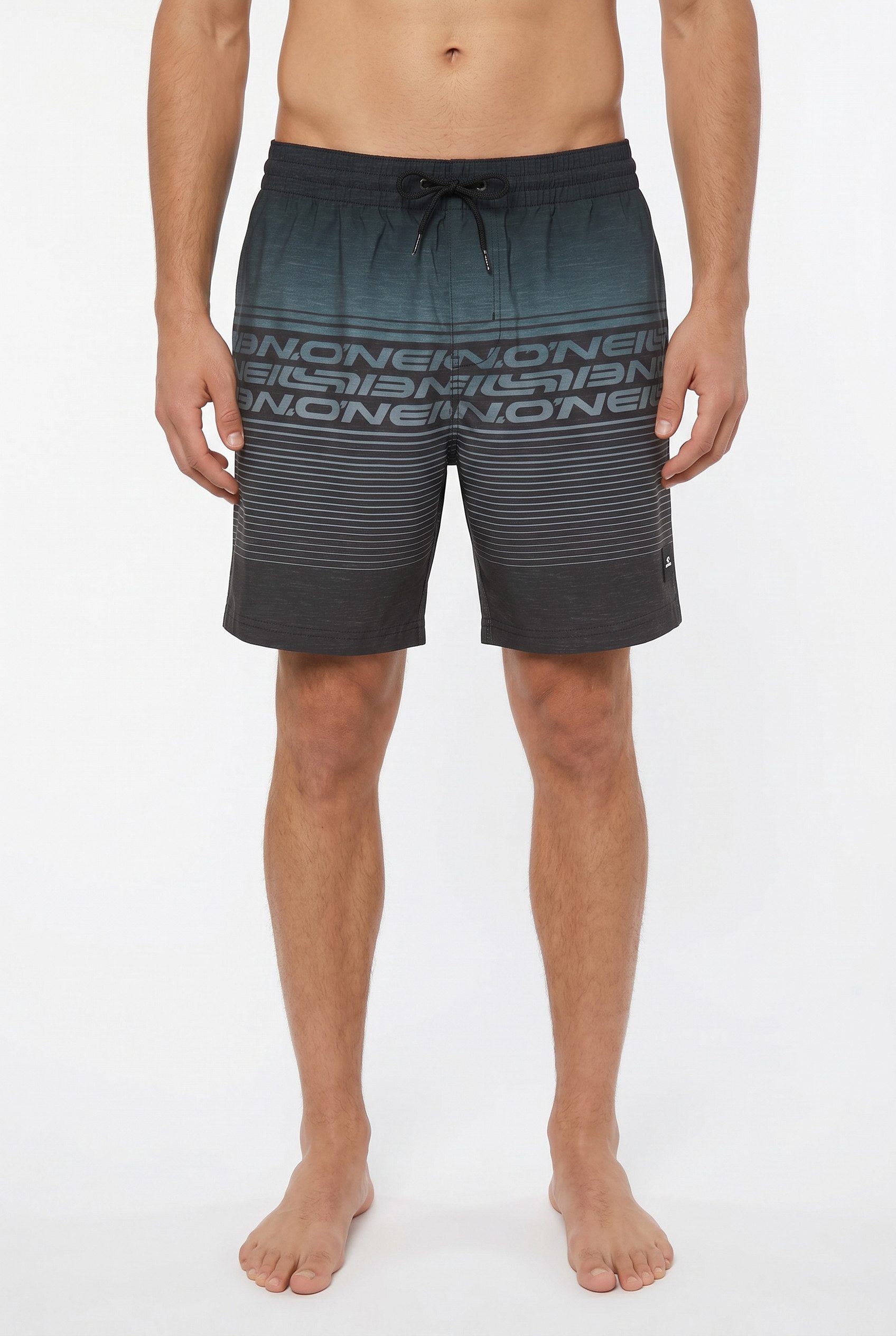 O'Neill Badeshorts O'NEILL LOGO STRIPE 16'' SWIMSHORTS mit Seiten- und Gesäßtaschen, superschnell trocknend, aus Polyester