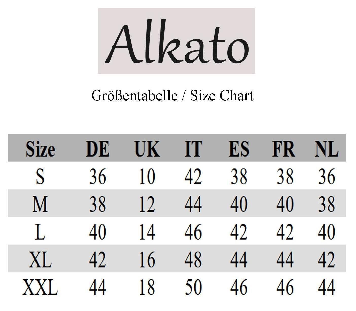 Alkato Longshirt Alkato Damen Shirt 3/4 mit Arm Dunkelbeige Rundhals
