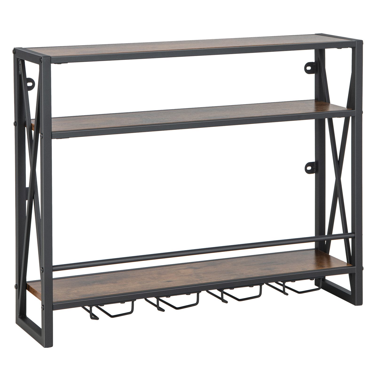 COSTWAY Weinregal, Wand, Holz mit Metallrahmen, günstig online kaufen
