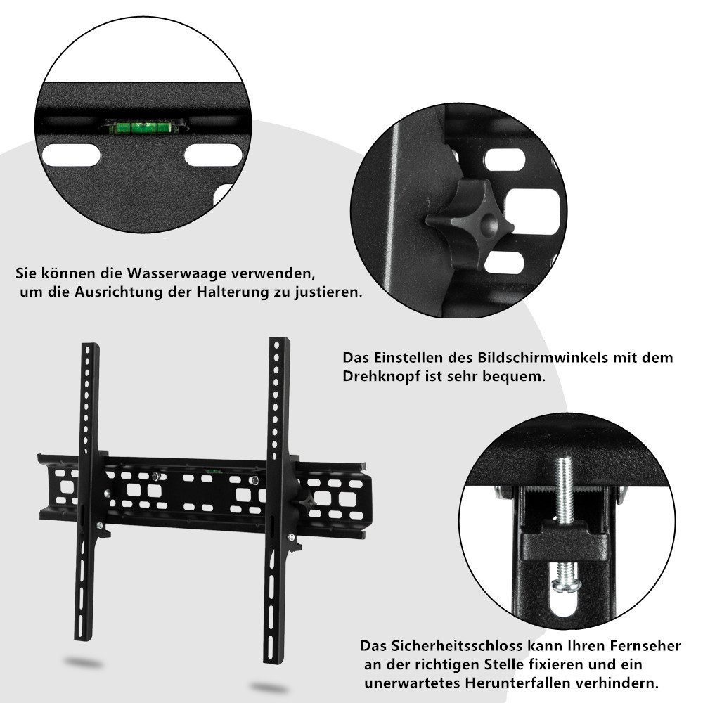 LALAHO TV-Wandhalterung TV-Wandmontage, belastbar 50 kg,Einstellbarer Winkel -5° bis +20°, (bis 70 Zoll, für 32-70-Zoll-Fernsehbildschirme)