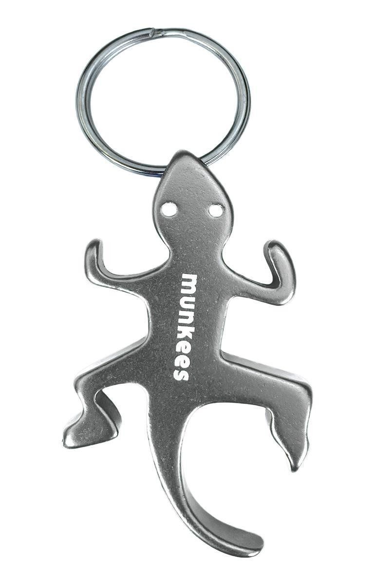 Munkees Flaschenöffner Eidechsen-Anhänger als Flaschenöffner, silberfarben, Aluminium (Packung, 1-tlg), eloxiertes Aluminium, Schlüsselanhänger, Flaschenöffner