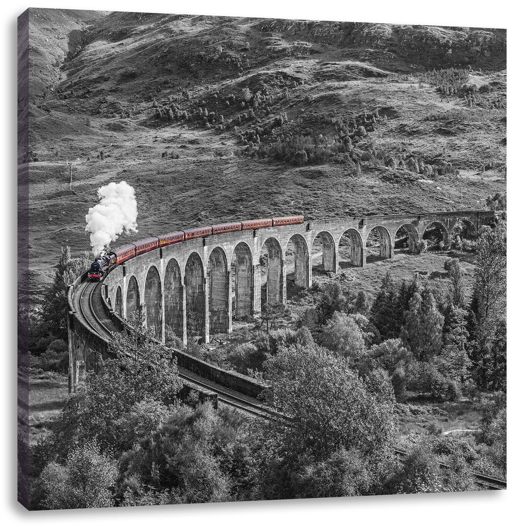 Schottland Schottland, inkl. Eisenbahnviadukt Pixxprint Zackenaufhänger Leinwandbild bespannt, (1 Eisenbahnviadukt in in fertig St), Leinwandbild