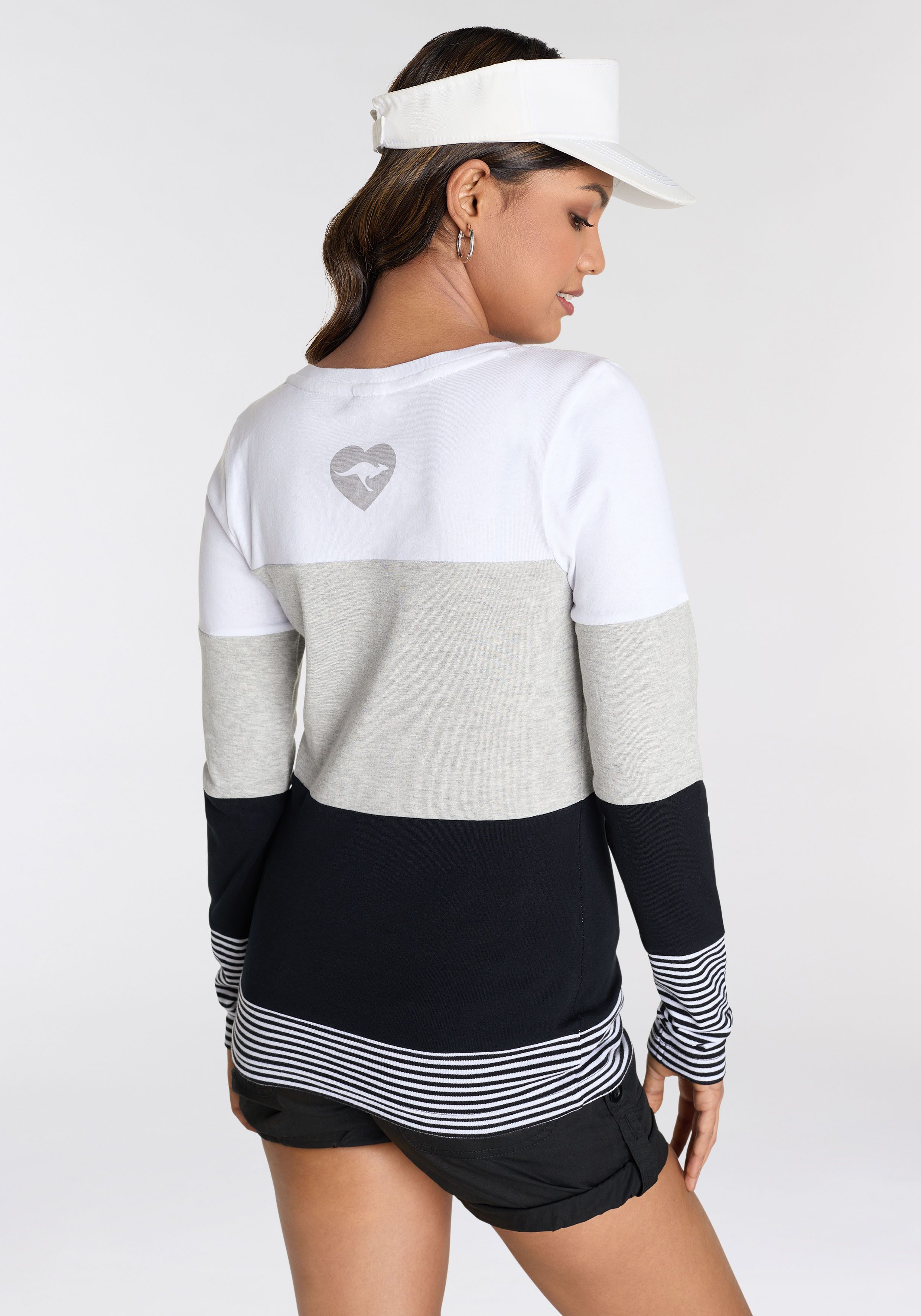 KangaROOS Longsleeve mit Langarm, figurbetonte Passform, Colourblocking-Optik