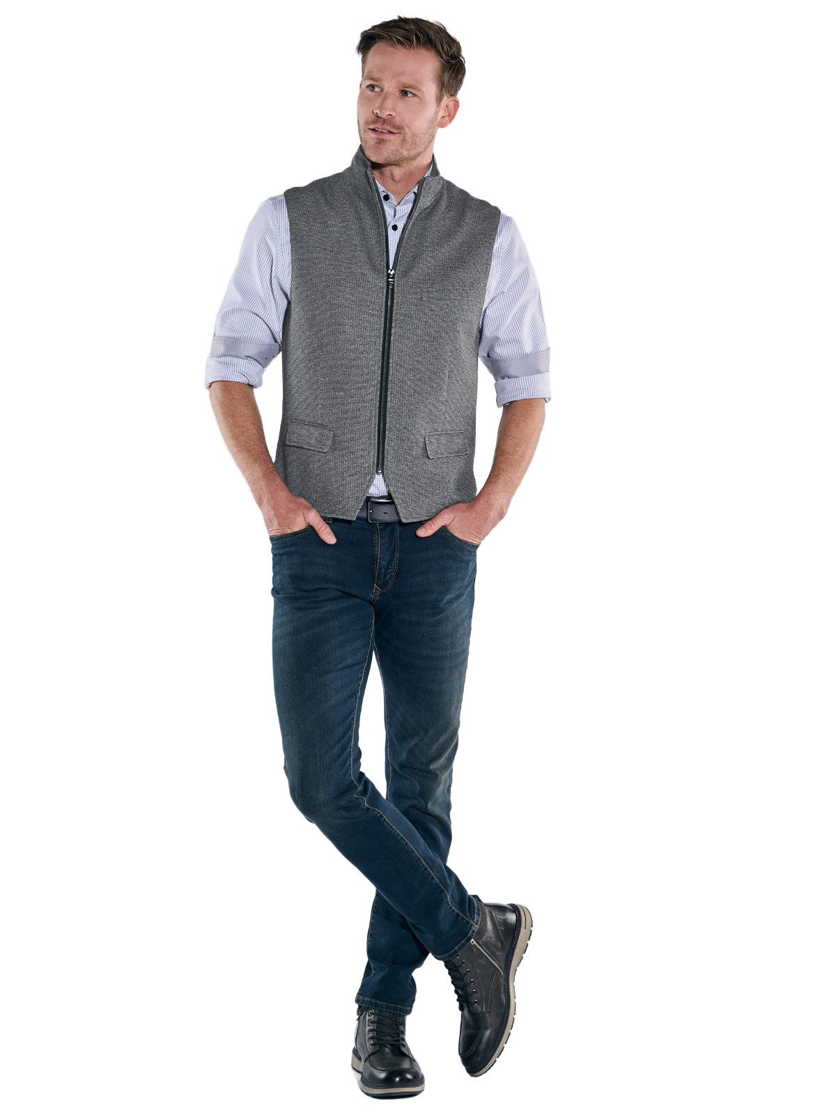 Engbers Anzugweste Herren Sakko-Weste mit Zipper, Grau