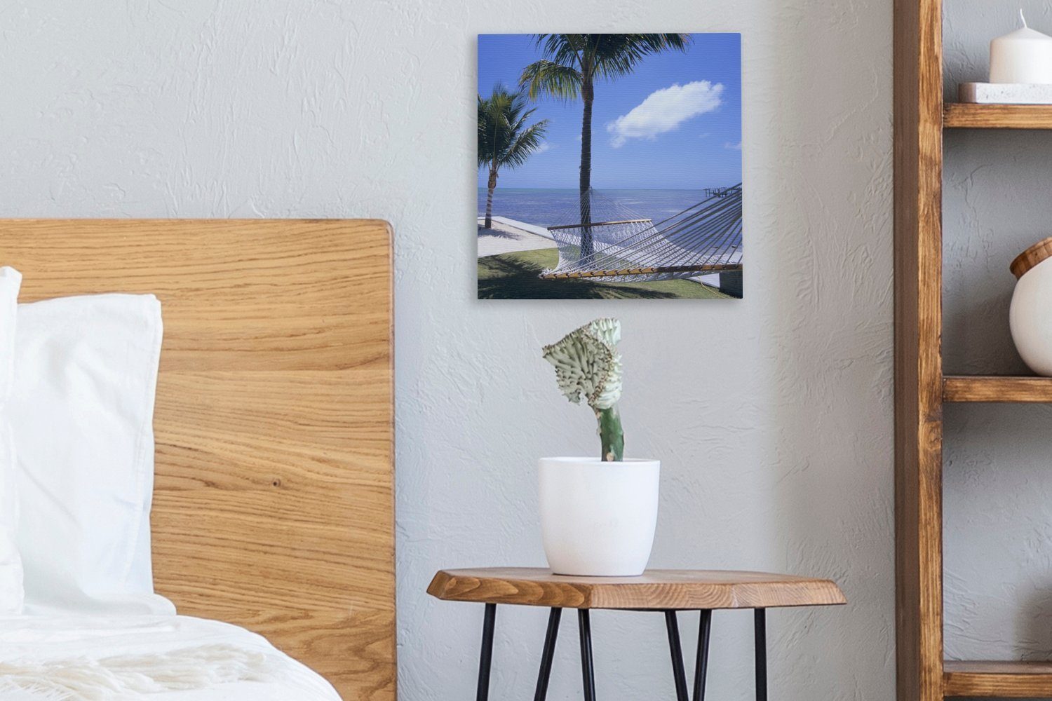 Meer (1 Hängematte für St), Palme, - Wohnzimmer Bilder Schlafzimmer - Leinwandbild Leinwand OneMillionCanvasses®