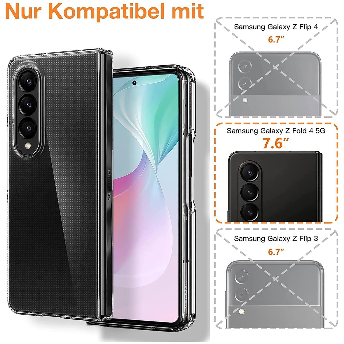 CoolGadget Handyhülle Silikon Handy Hülle Slim für Samsung Galaxy Z FOLD 4 7,6 Zoll, dünne TPU Schutzhülle Case in transparent / durchsichtig