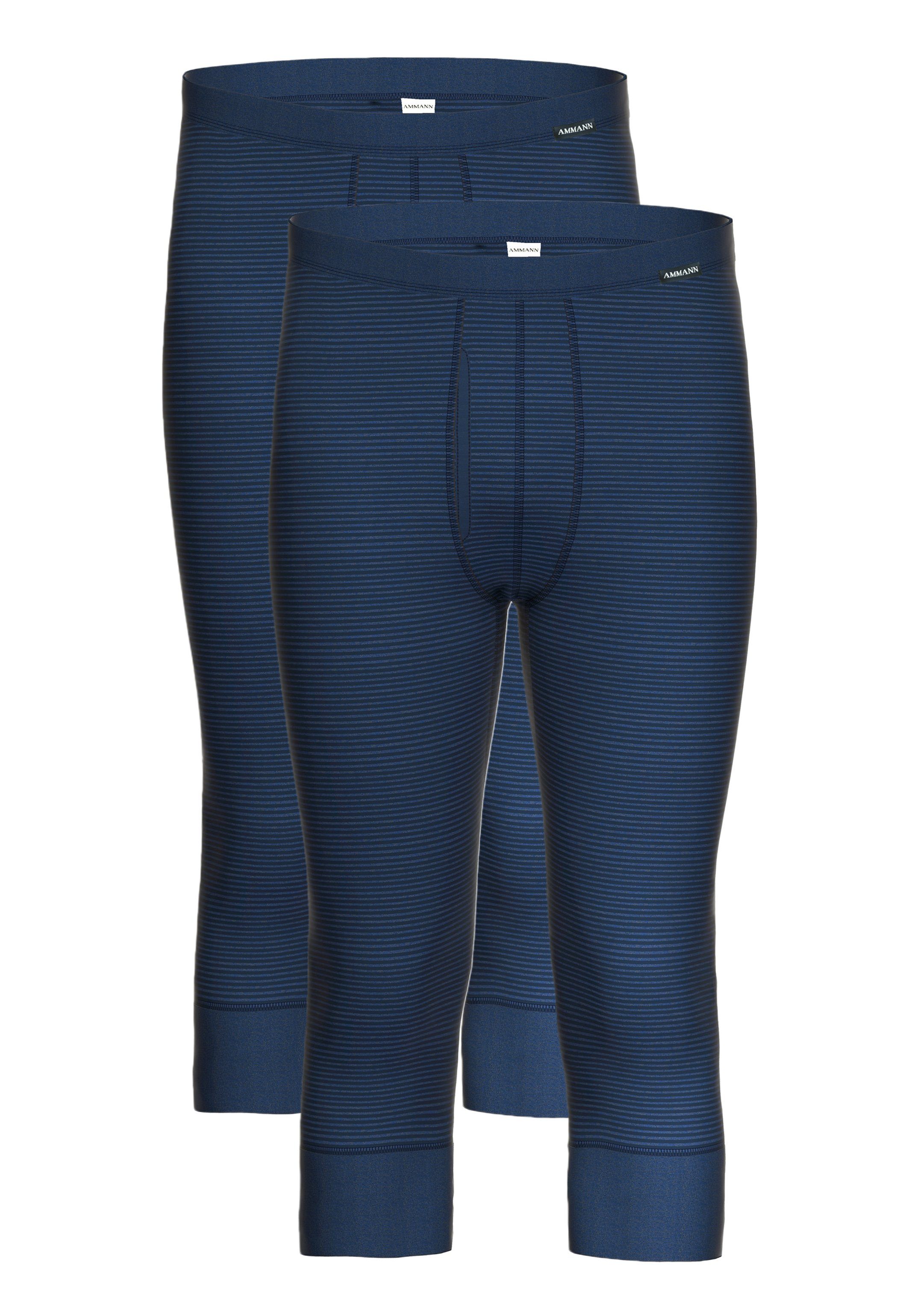 Dunkelblau Ammann 2-St) (Spar-Set, Unterhose - Lange - Baumwolle Pack 2er Eingriff Jeans - Lange Mit Unterhose
