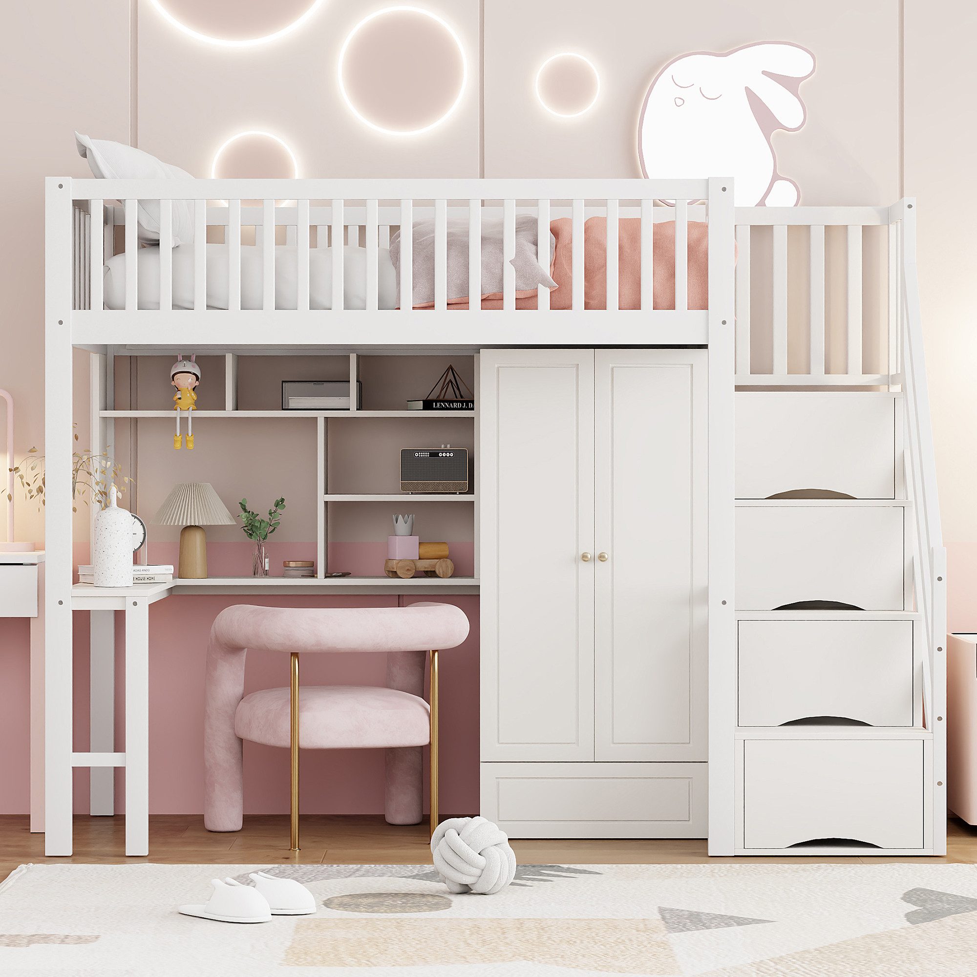 STILVORA Hochbett Jugendbett 90x200 mit Stauraum günstig online kaufen