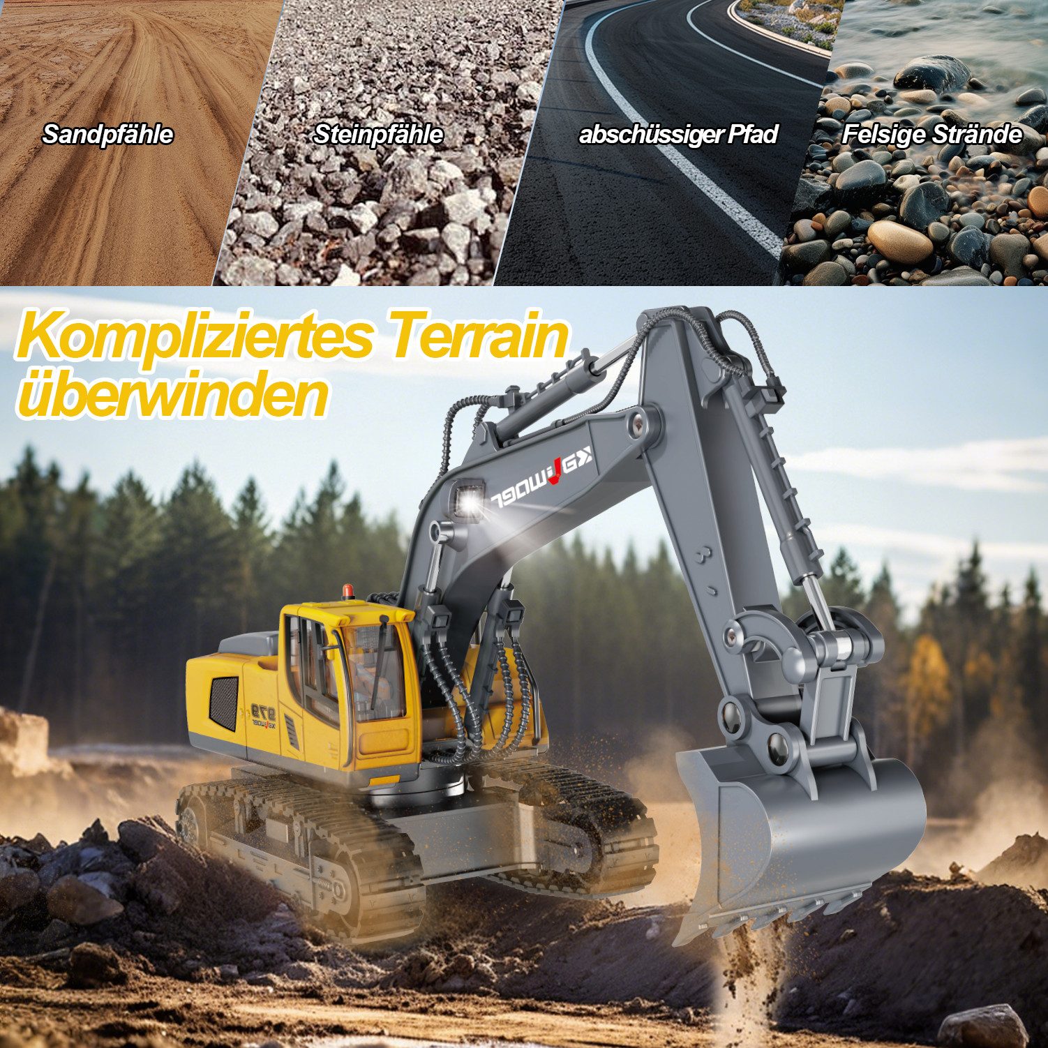 Esun RC-Bagger Ferngesteuerter Bagger Spielzeug, 1:18 RC Bagger mit Metalls günstig online kaufen