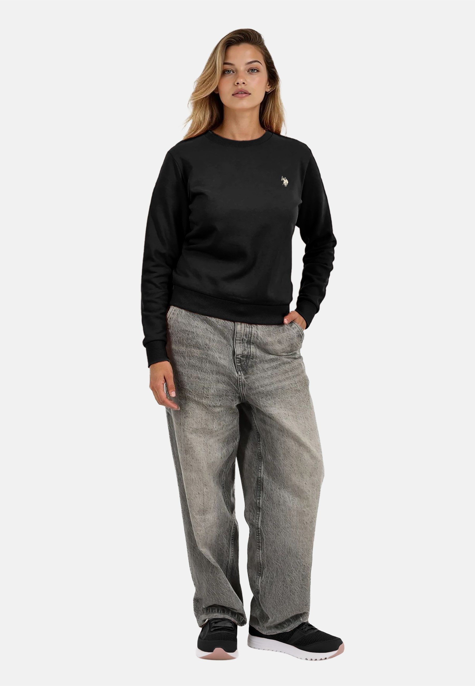 U.S. Polo Assn. Rundhalspullover USZoee – Damen Sweatshirt mit Rundhalsausschnitt Weiche Baumwollmischung, femininer Schnitt und Logo-Stickerei