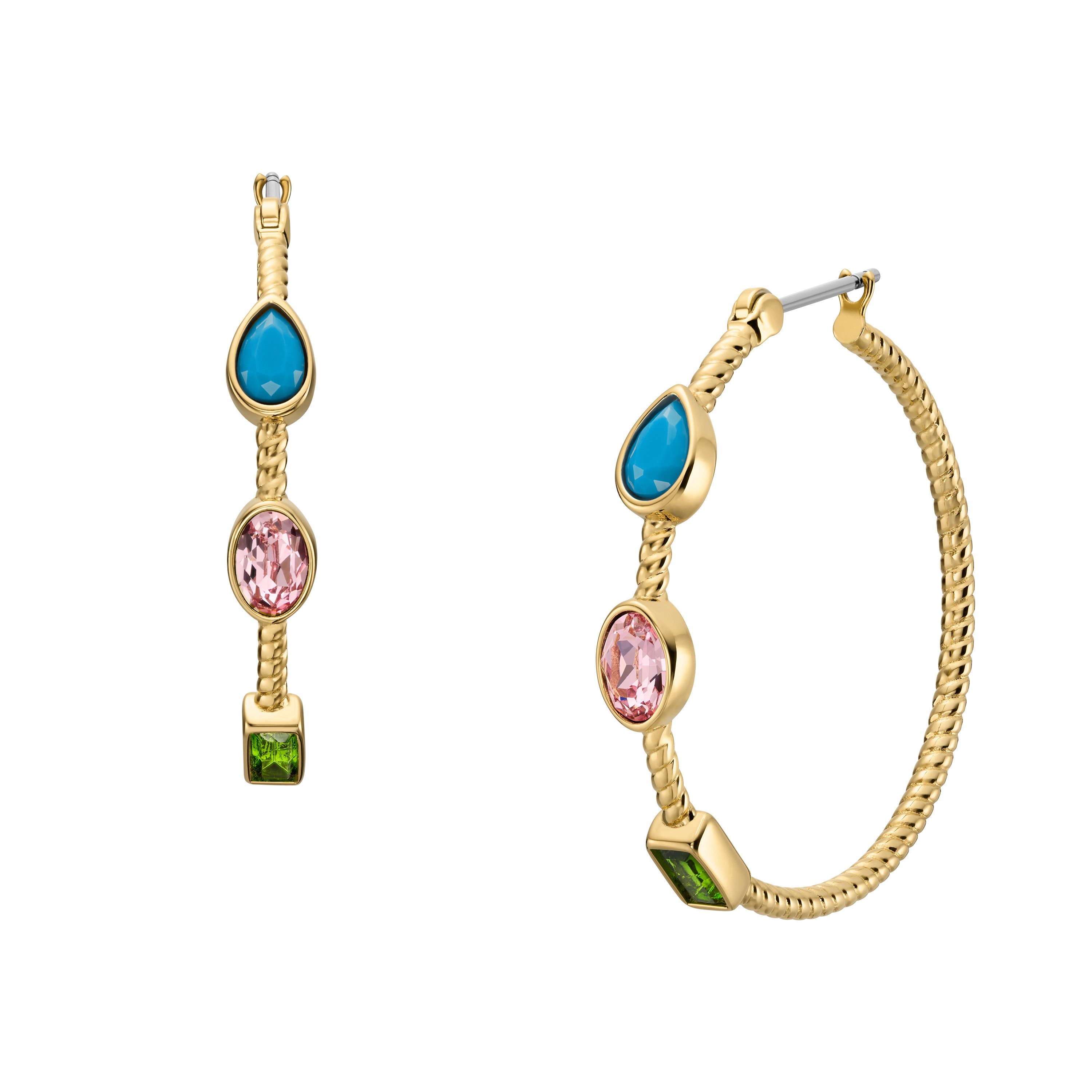 Fossil Paar Creolen Schmuck Geschenk Edelstahl JEWELRY, mit Glasstein günstig online kaufen