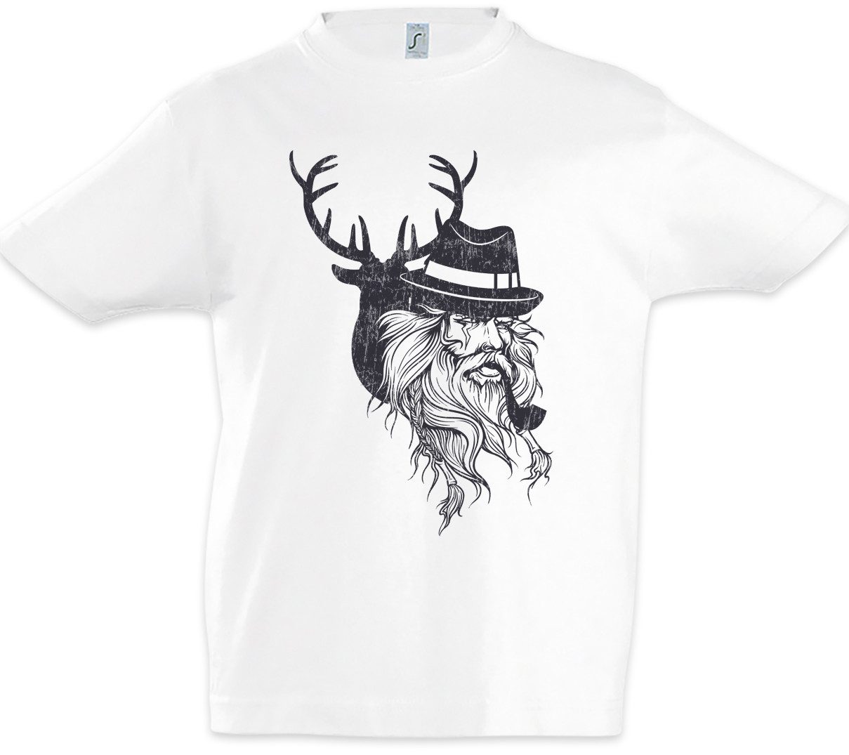 Urban Backwoods Print-Shirt Odin Hipster Deer Kinder T-Shirt Odhin Fun Nerd Beard Bart Jäger Jagd (1-tlg) Vikings Wikinger Thor Vollbart