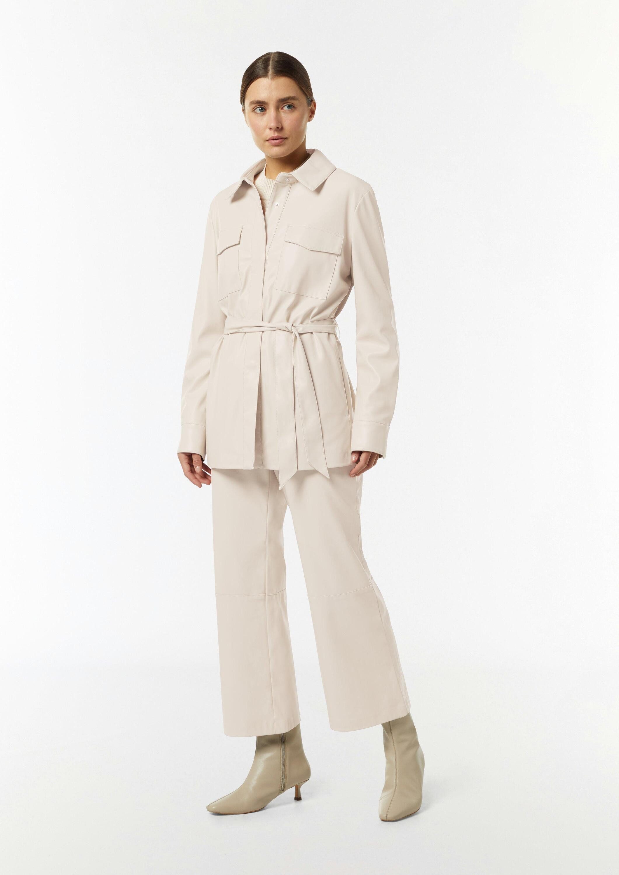 comma Chinos Hose Kunstleder-Hose mit Flared Leg