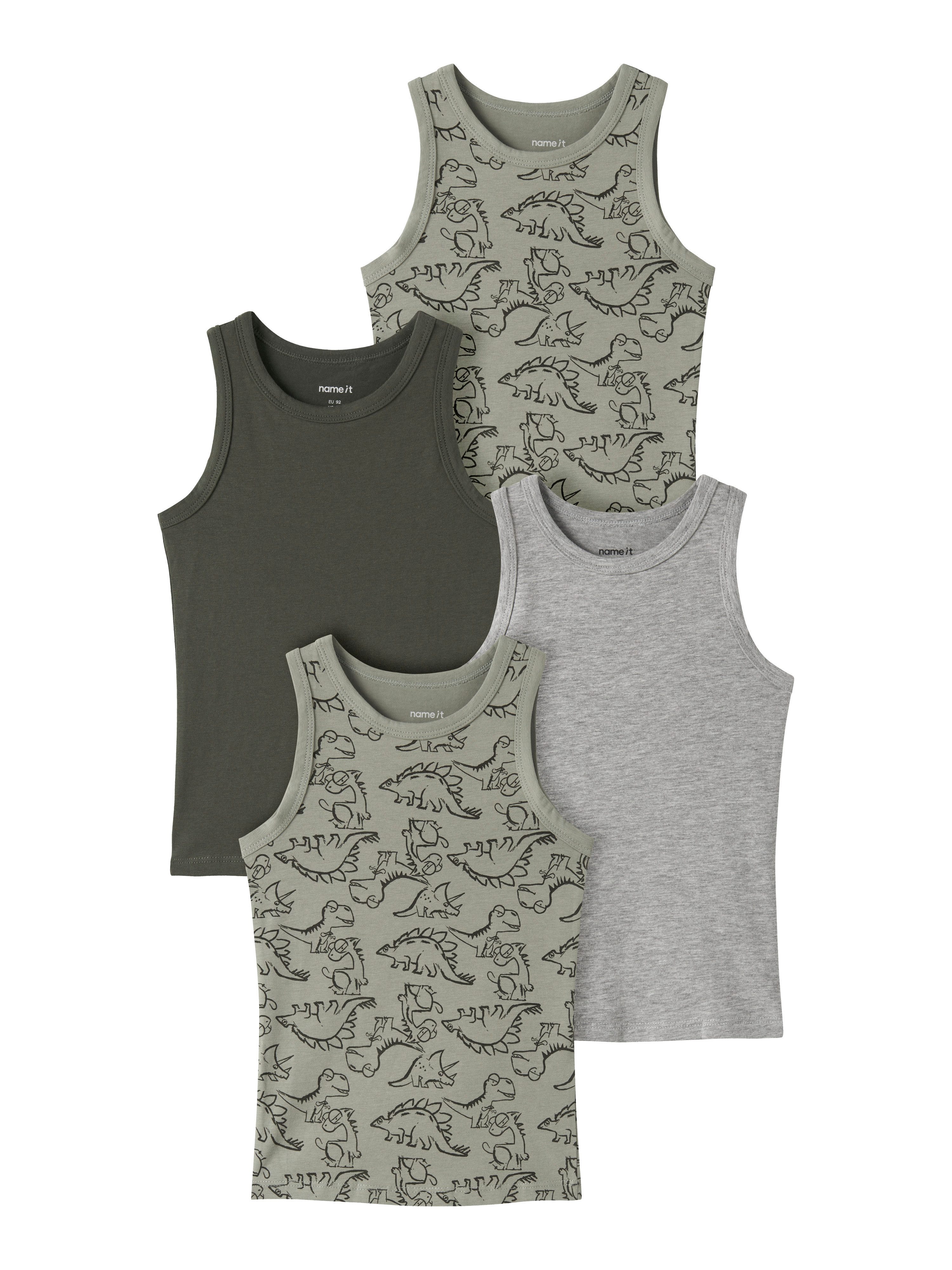 Name It Unterhemd NKMTANK für Jungen mit Streifen im 4er-Pack (Packung, 4-St) gestreift, casual, regular fit, Baumwollmischung, Rundhals