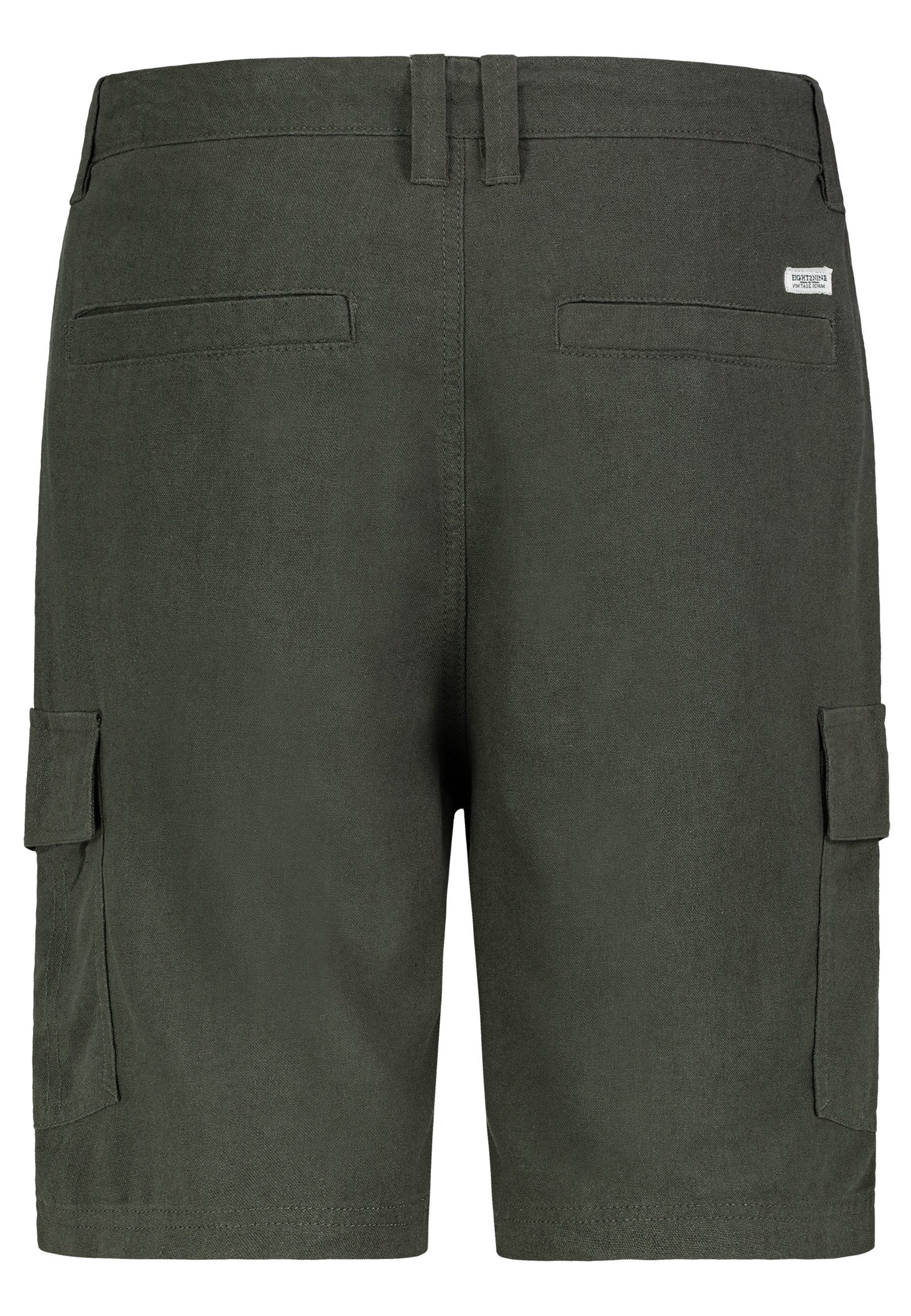 Eight2Nine Cargoshorts Vintage-Style Leinen Bermuda mit Kordelzug und Taschen für Herren Lyocell nachhaltig Normal Fit Einfarbig wärmend Casual-Style