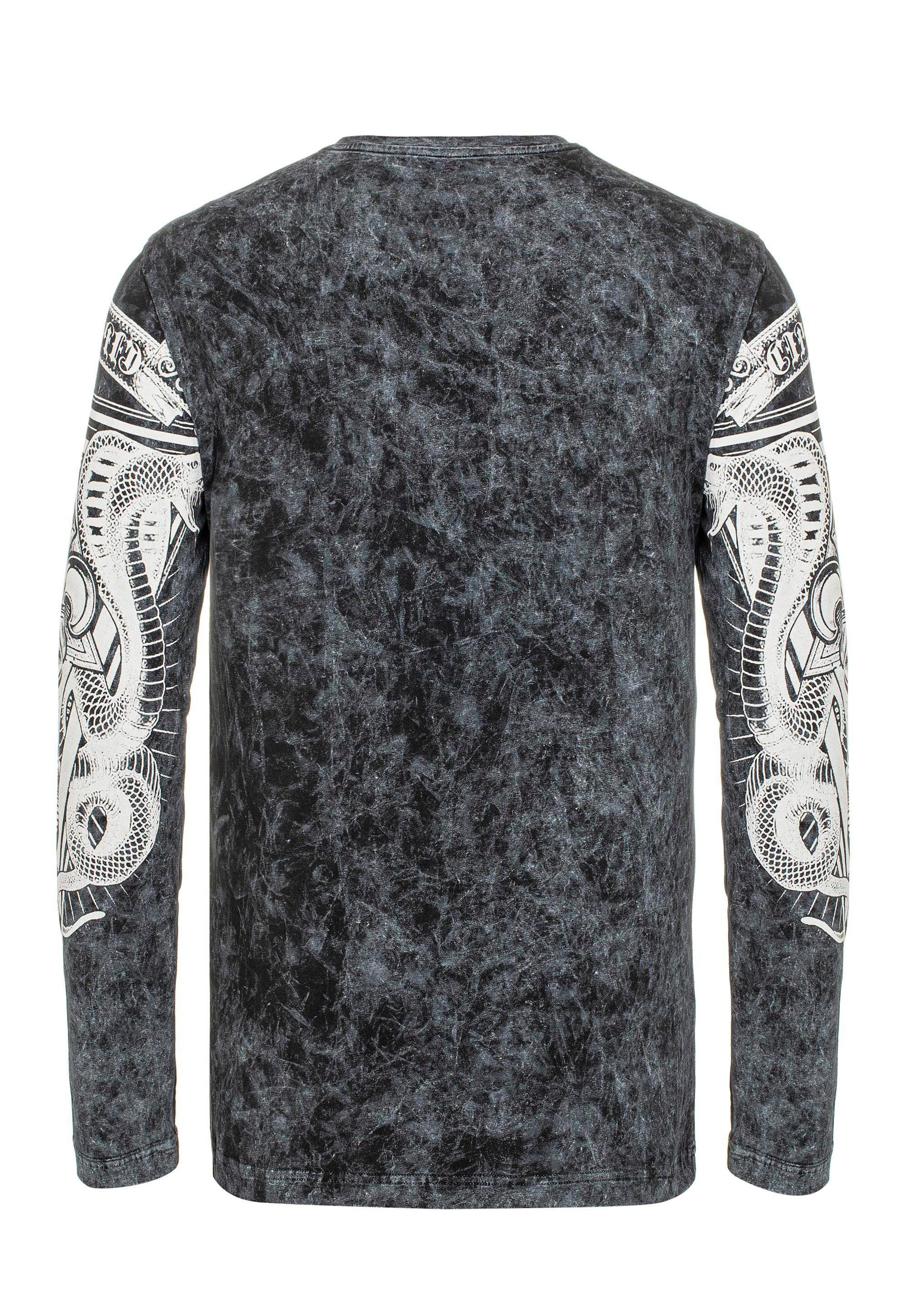 Cipo & Baxx Langarmshirt mit Print großem schwarz