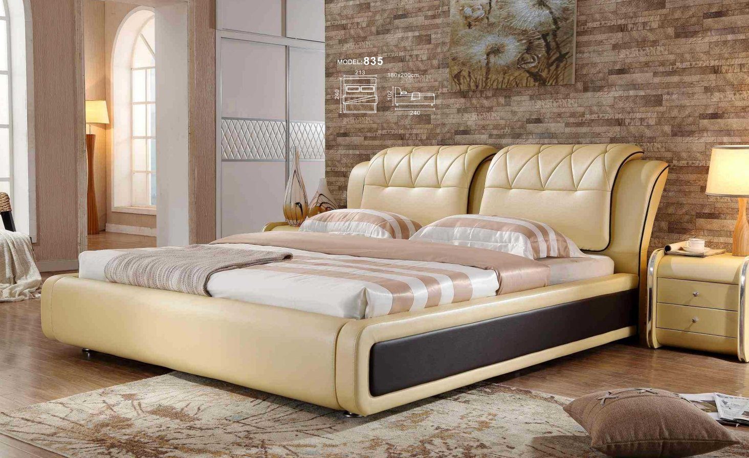 JVmoebel Bett, Luxus Schlafzimmer Bett Doppel Polster Hotel Betten Design