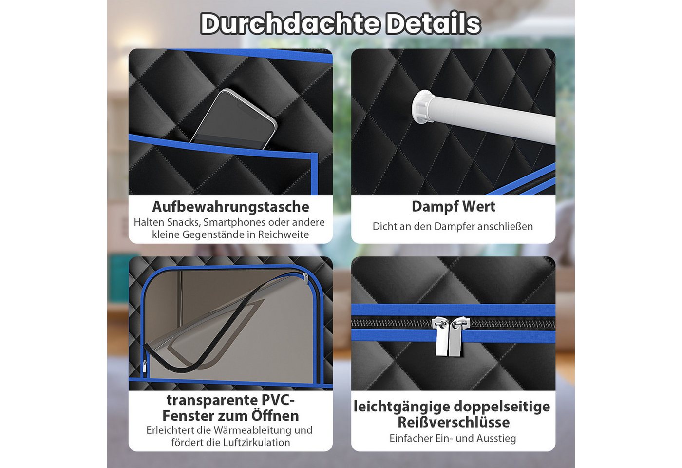 Thumbnail - KOMFOTTEU Sauna, Dampfsauna tragbar mit Fernbedienung und Timer