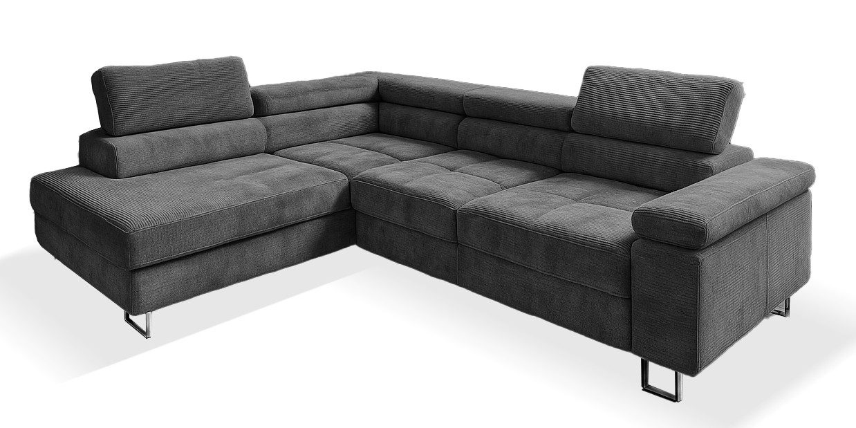 Goldstoff Ecksofa mit Schlaffunktion, Cord Couch für Wohnzimmer - Cord Ecks günstig online kaufen