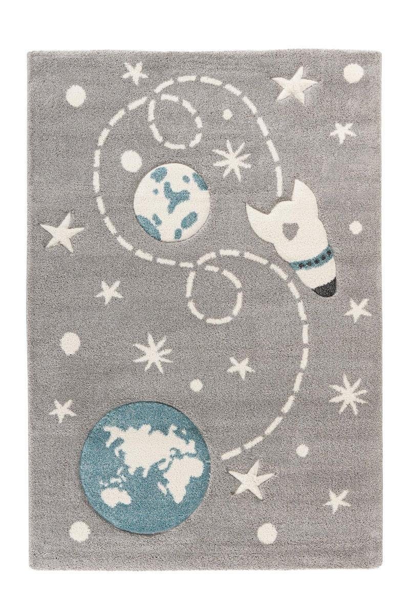 Qiyano Kinderteppich Kinderteppich Malio 100 Grau 80 x 150 cm, rechteckig, Höhe: 0.16 mm