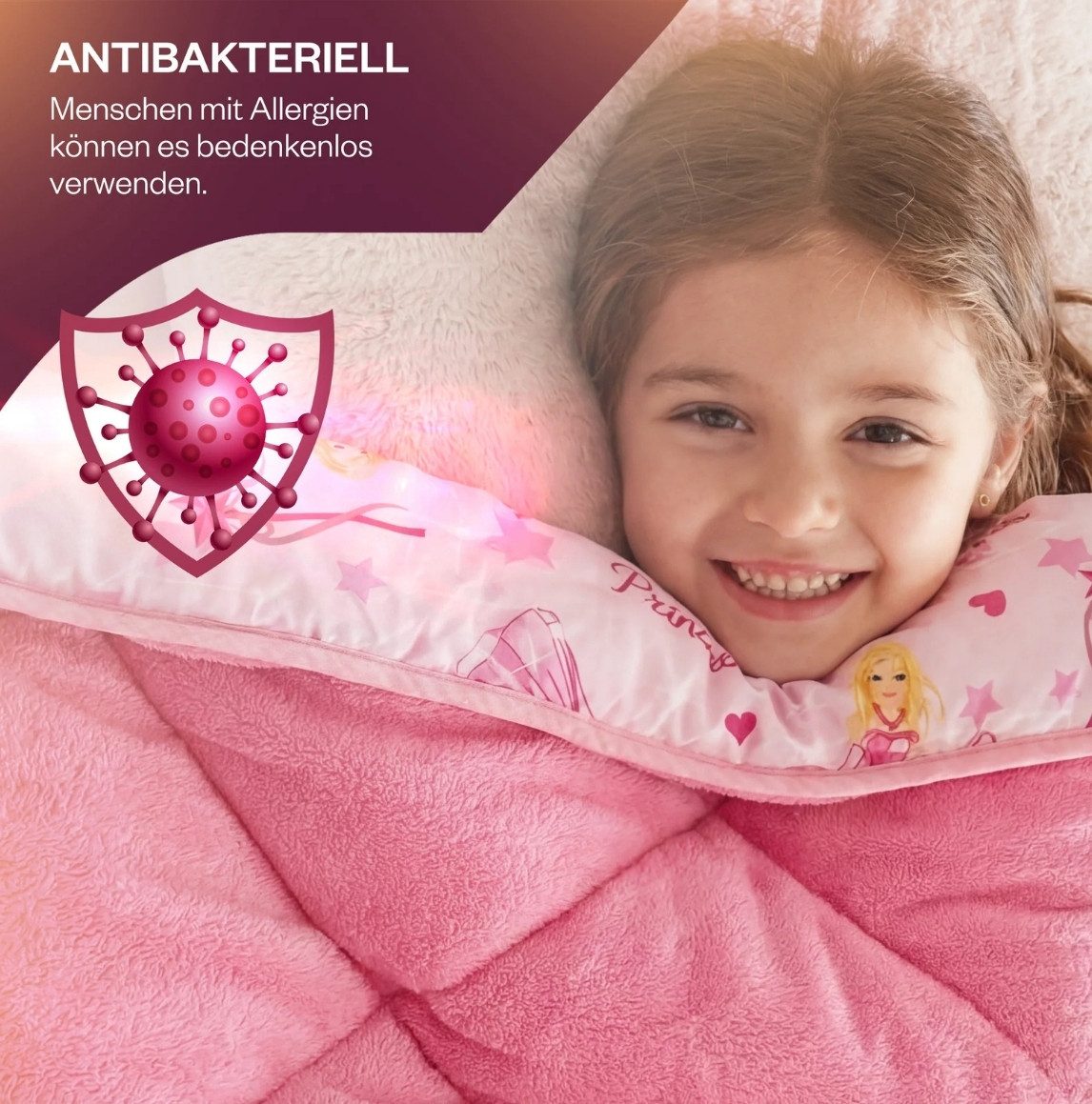 Formeya Kinderbettwäsche Prinzessin Wellsoft Wendesteppdecke 155x220 cm mit Spannbettlaken – Bild 5 von 5