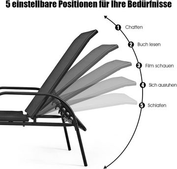 KOMFOTTEU Gartenliege Liegestuhl, mit Verstellbarer Rückenlehne