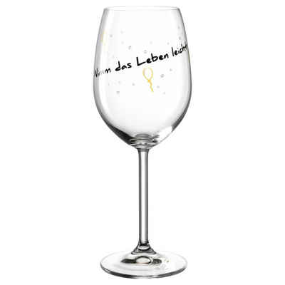 LEONARDO Rotweinglas Weinglas 460 ml 'Nimm das Leben leicht' PRESENTE, Glas, Weißweinglas Rotweinglas
