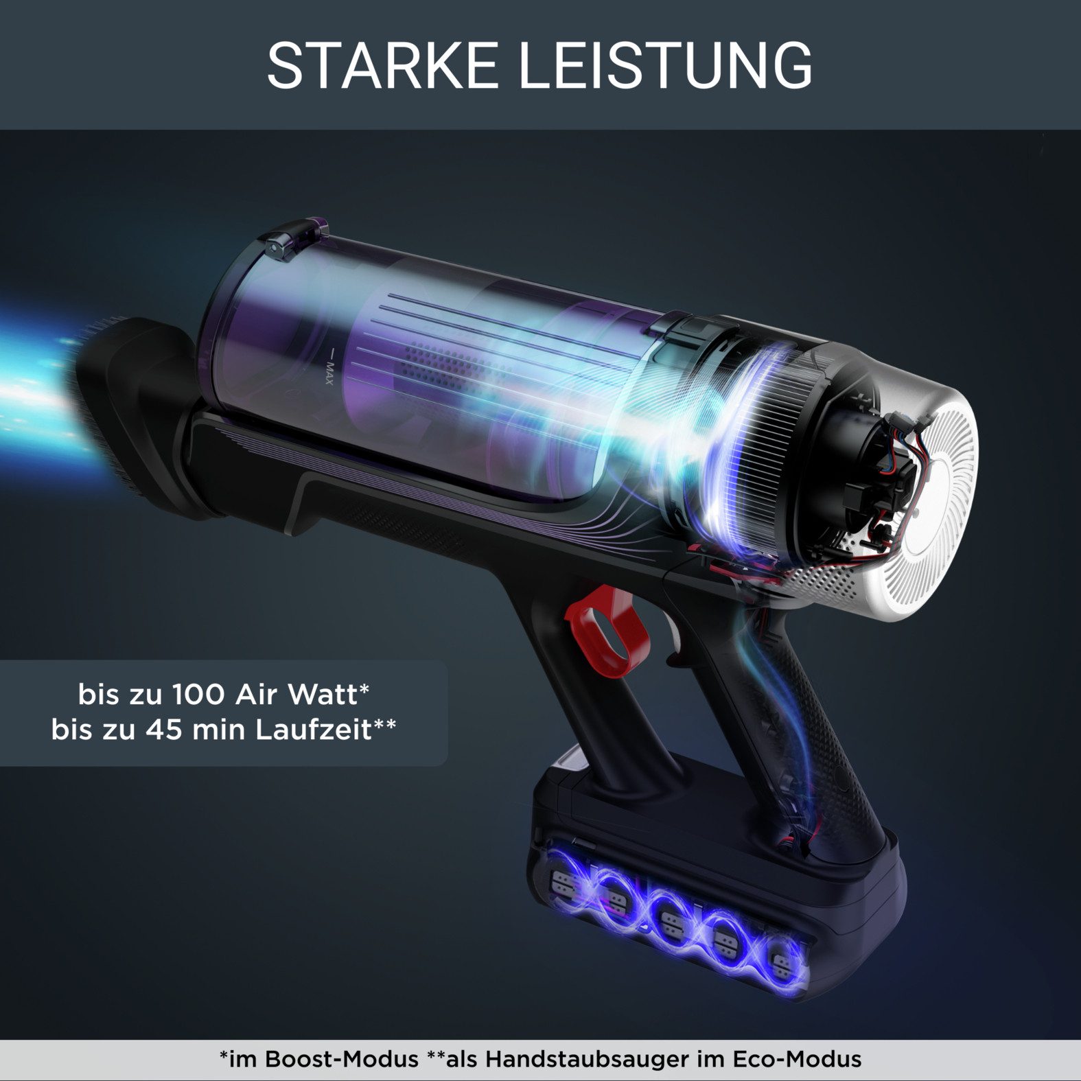 Rowenta Akku-Hand-und Stielstaubsauger X-Force Flex 9.60 Allergy, kabellos, bis zu 100 Air Watt, ultraleicht, 250 W, beutellos, hohes Fassungsvermögen, Flex-Gelenk, lange Betriebsdauer, RH203A