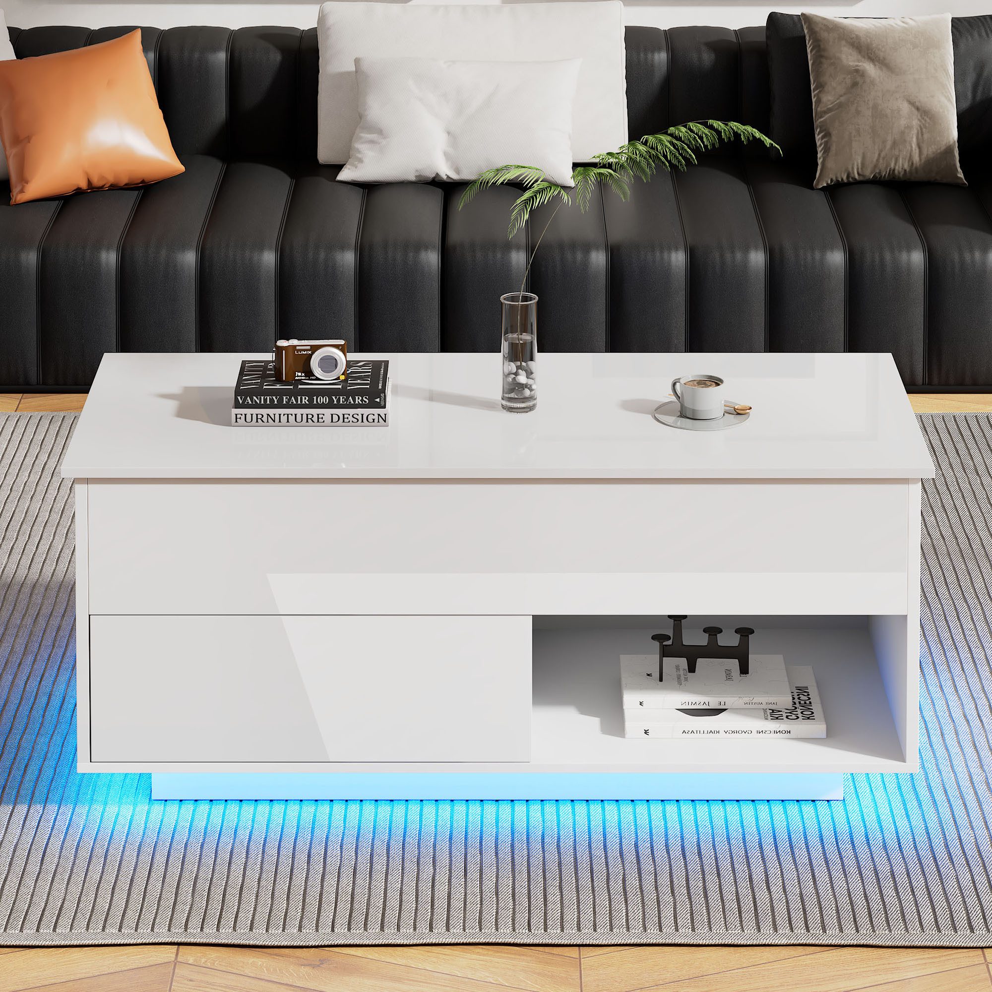 STILVORA Couchtisch Hebbarer Wohnezimmertisch mit LED,Beistelltisch mit Sta günstig online kaufen