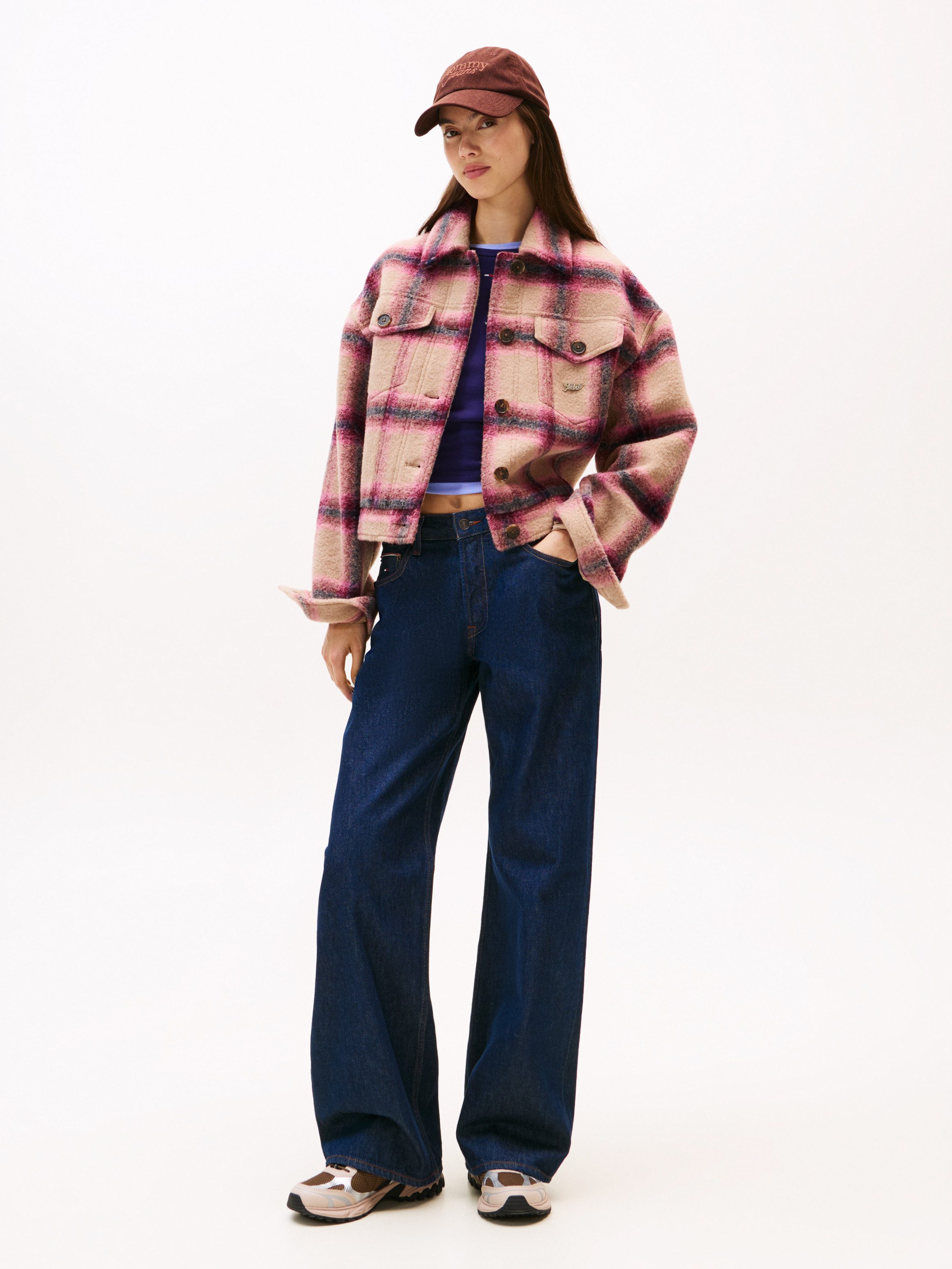 Tommy Jeans Hemdjacke TJW WOOL TRUCKER JACKET Materialmix, mit Wolle