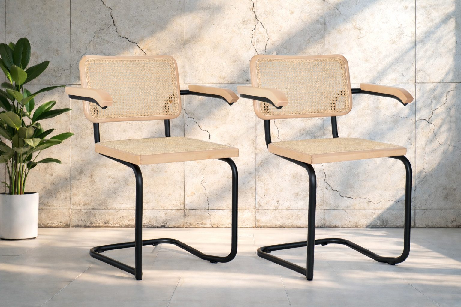 pemora Freischwinger 2-er Set Schwingstuhl Freischwinger JENA AL Gestell schwarz