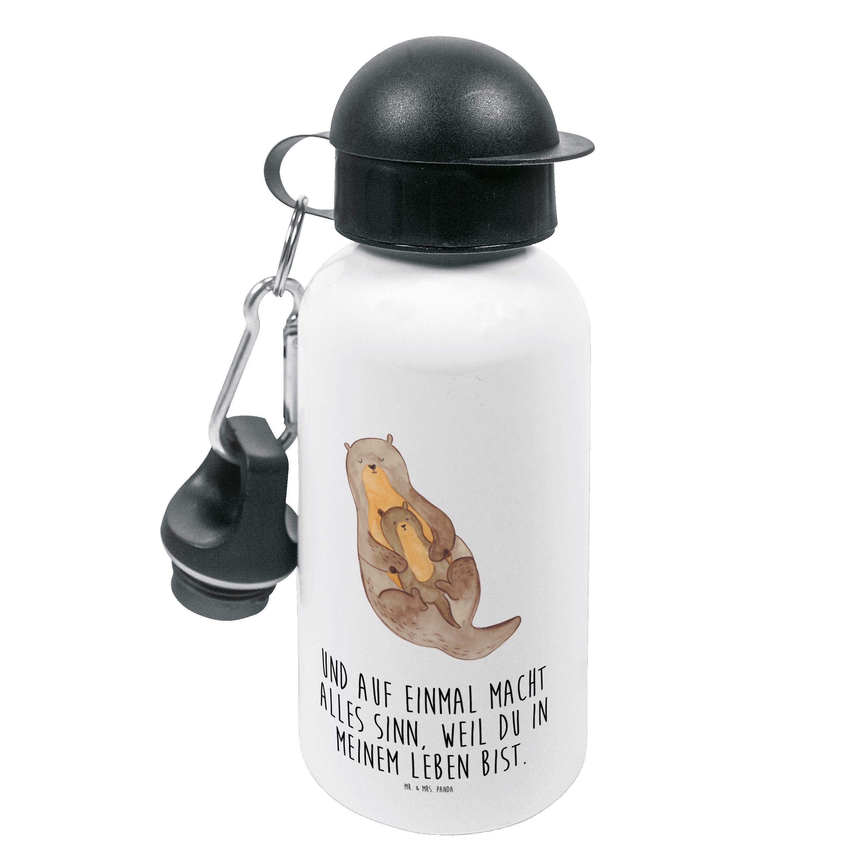 Mr. & Mrs. Panda Trinkflasche Otter mit Kind - Weiß - Geschenk, Seeotter, Flasche, Fischotter, Kind