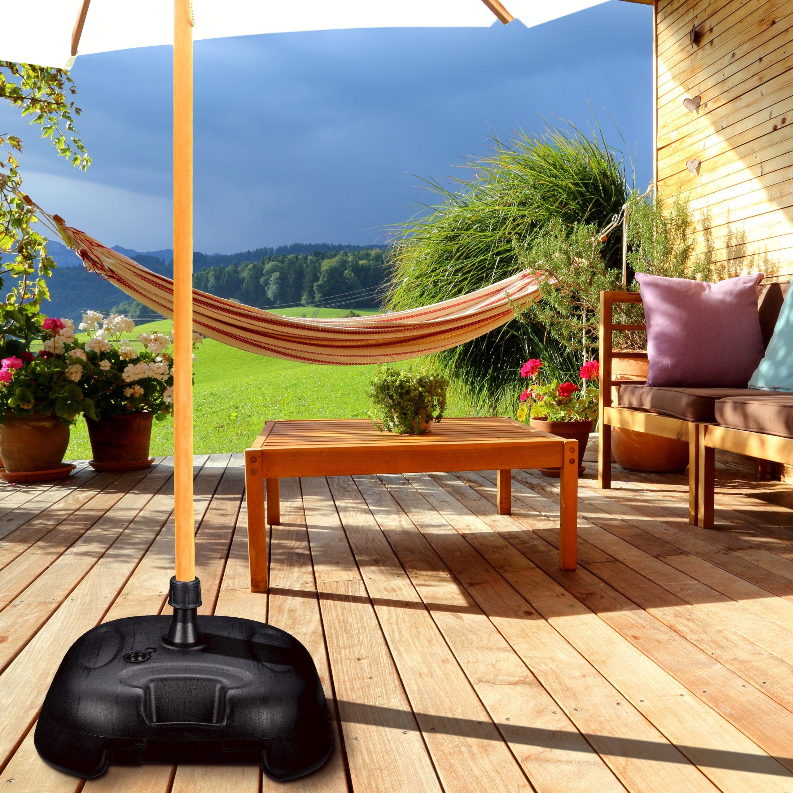 relaxdays Kunststoffschirmständer Schwarzer Sonnenschirmständer Kunststoff günstig online kaufen