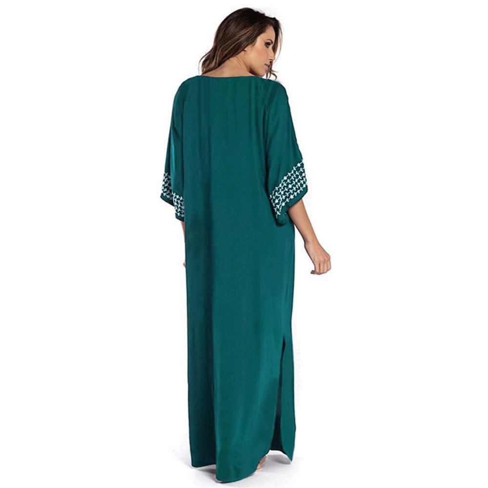 RWEUOQ Strandkleid Strandkleid mit V-Ausschnitt – günstig online kaufen