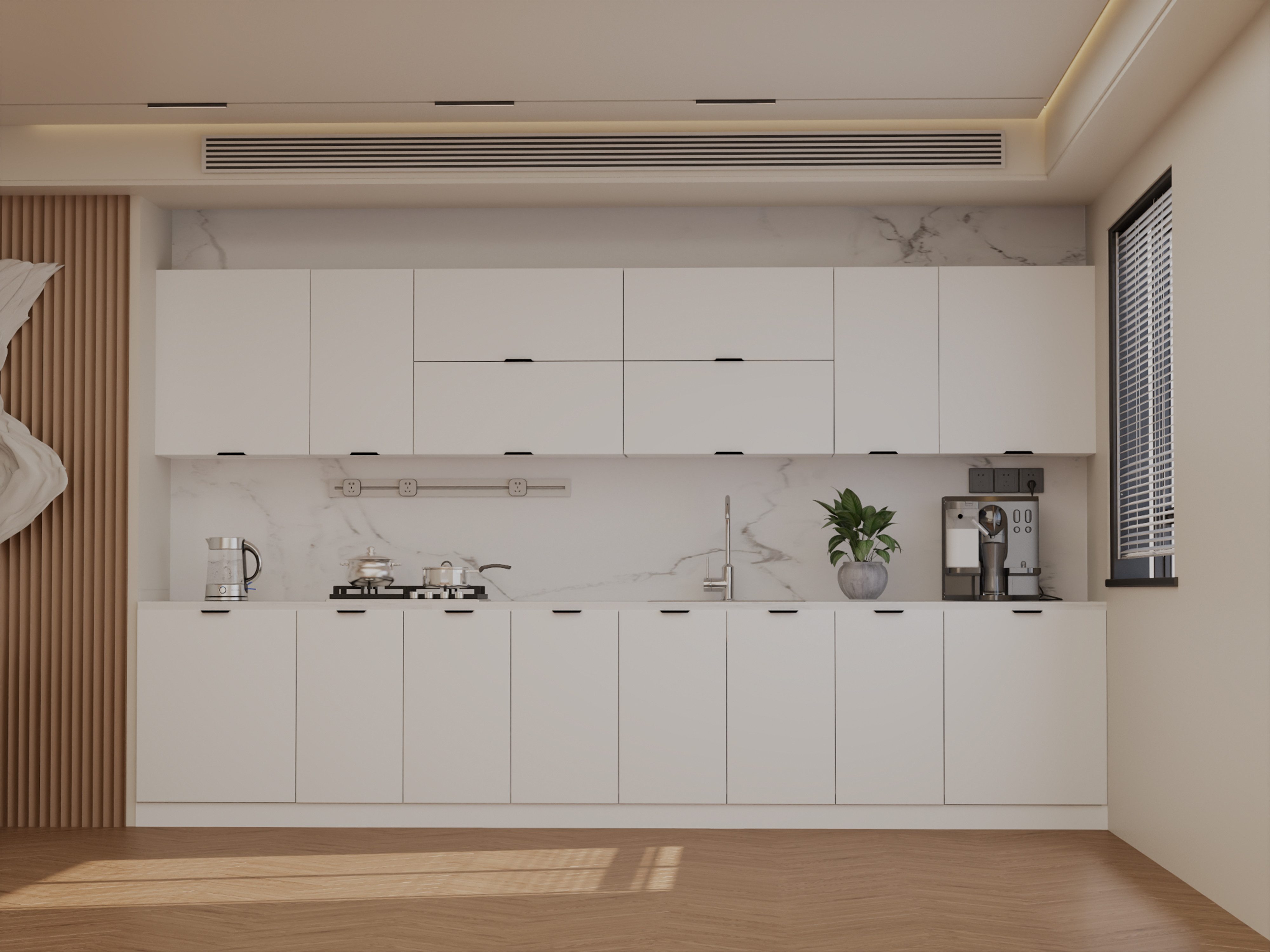 ROYAL24_MARKT Küchenzeile – 360 cm – Lunara – Edle Optik – Ohne Arbeitsplatte & Elektrogeräte, (Set), Edle Materialien - Stilvolles Design - Hohe Qualität