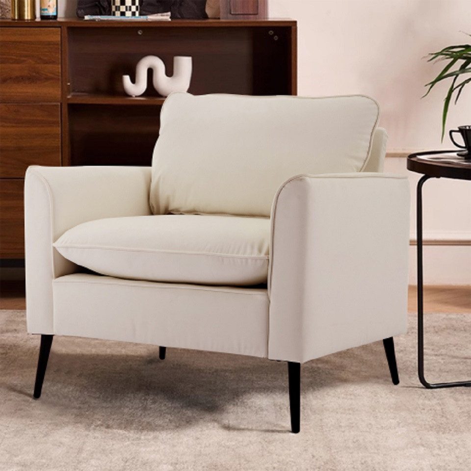 EXTSUD Loungesofa Nordisch-retro Einzelsessel aus Kunstleder – Wohnzimmer & Balkon