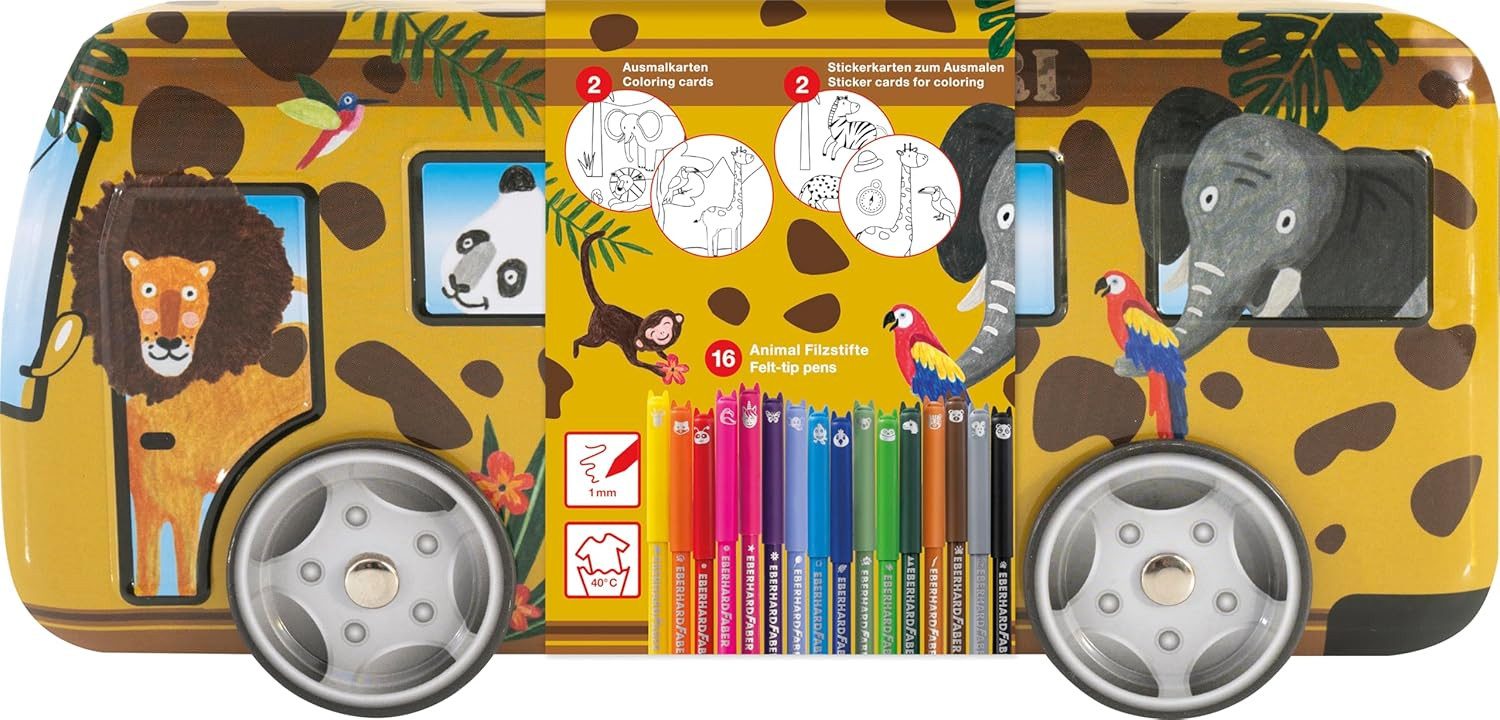 Eberhard Faber Spiel Eberhard Faber Filzstifte 16er Safari – Metallbus, auswaschbar
