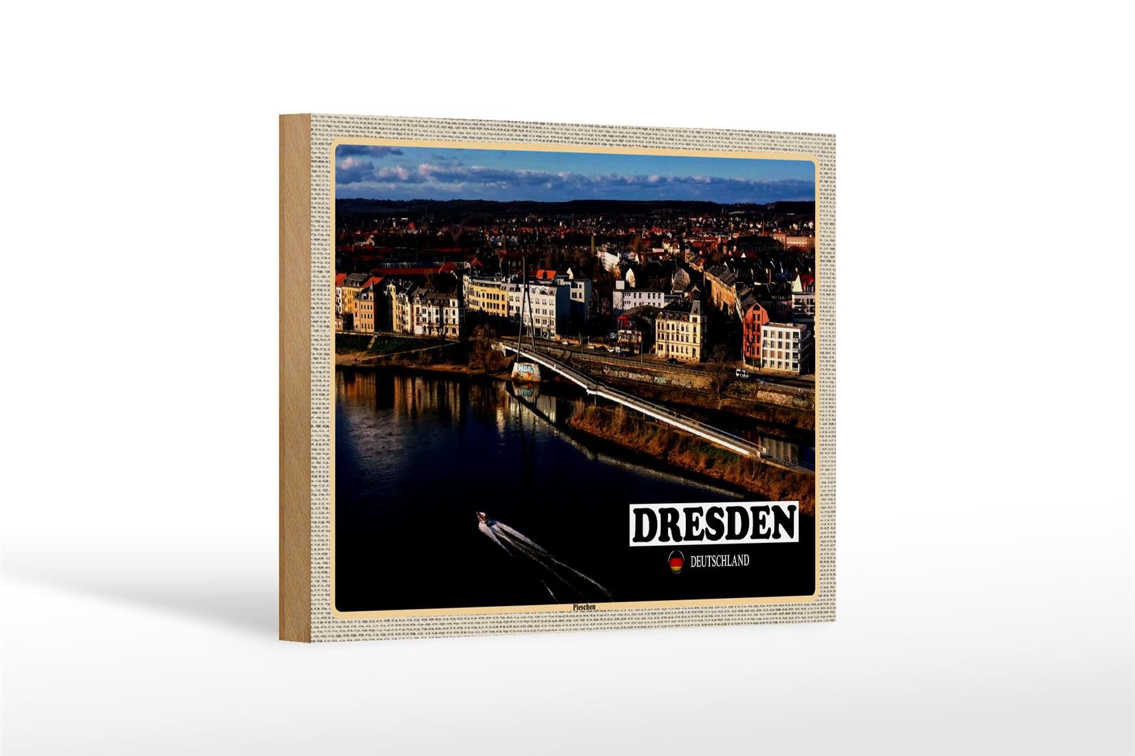 Holzbild Städte Dresden Deutschland Pieschen 18x12 cm
