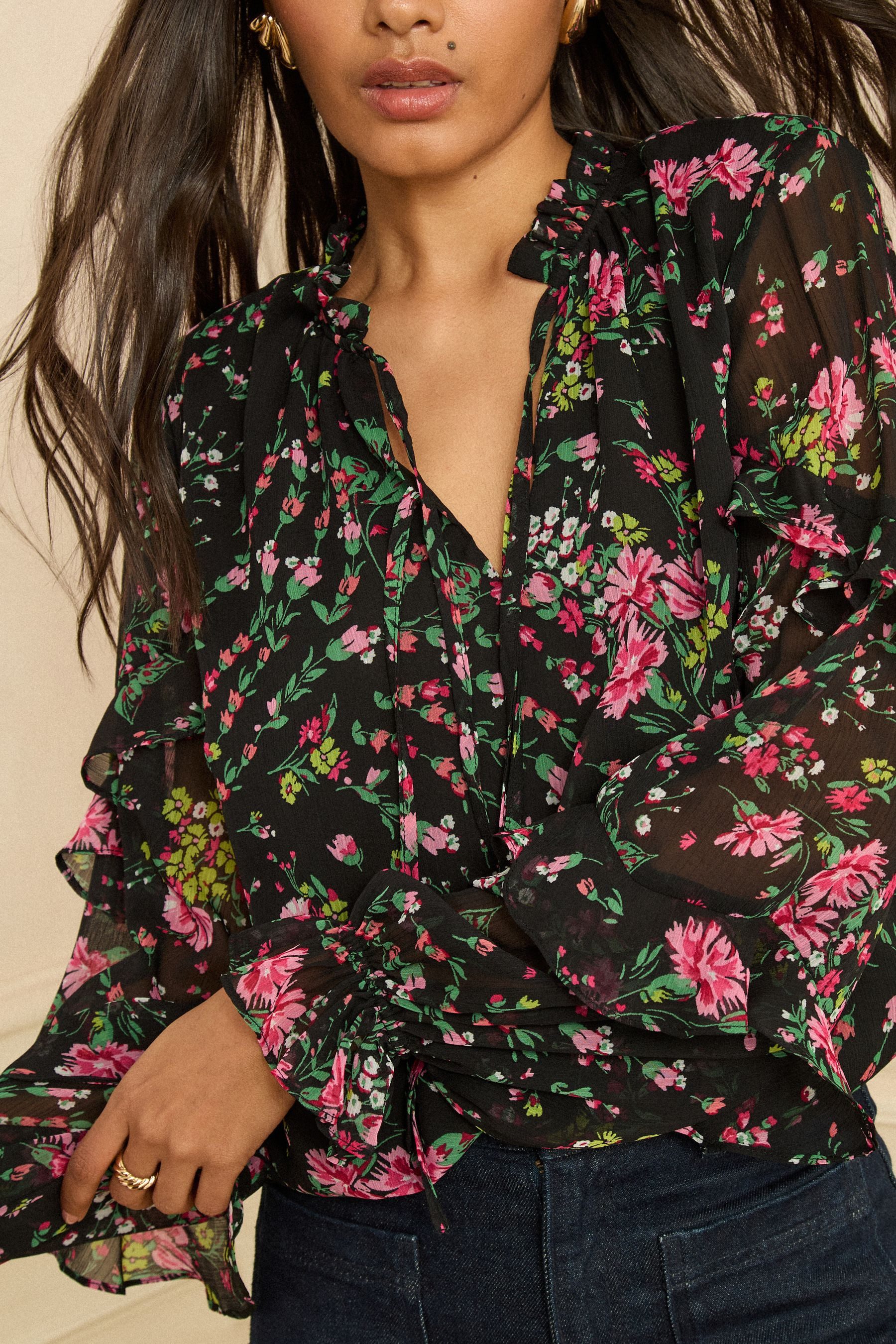 Love & Roses Rüschenbluse Love & Roses Bluse mit Kerbkragen, Kurzgröße (1-t günstig online kaufen