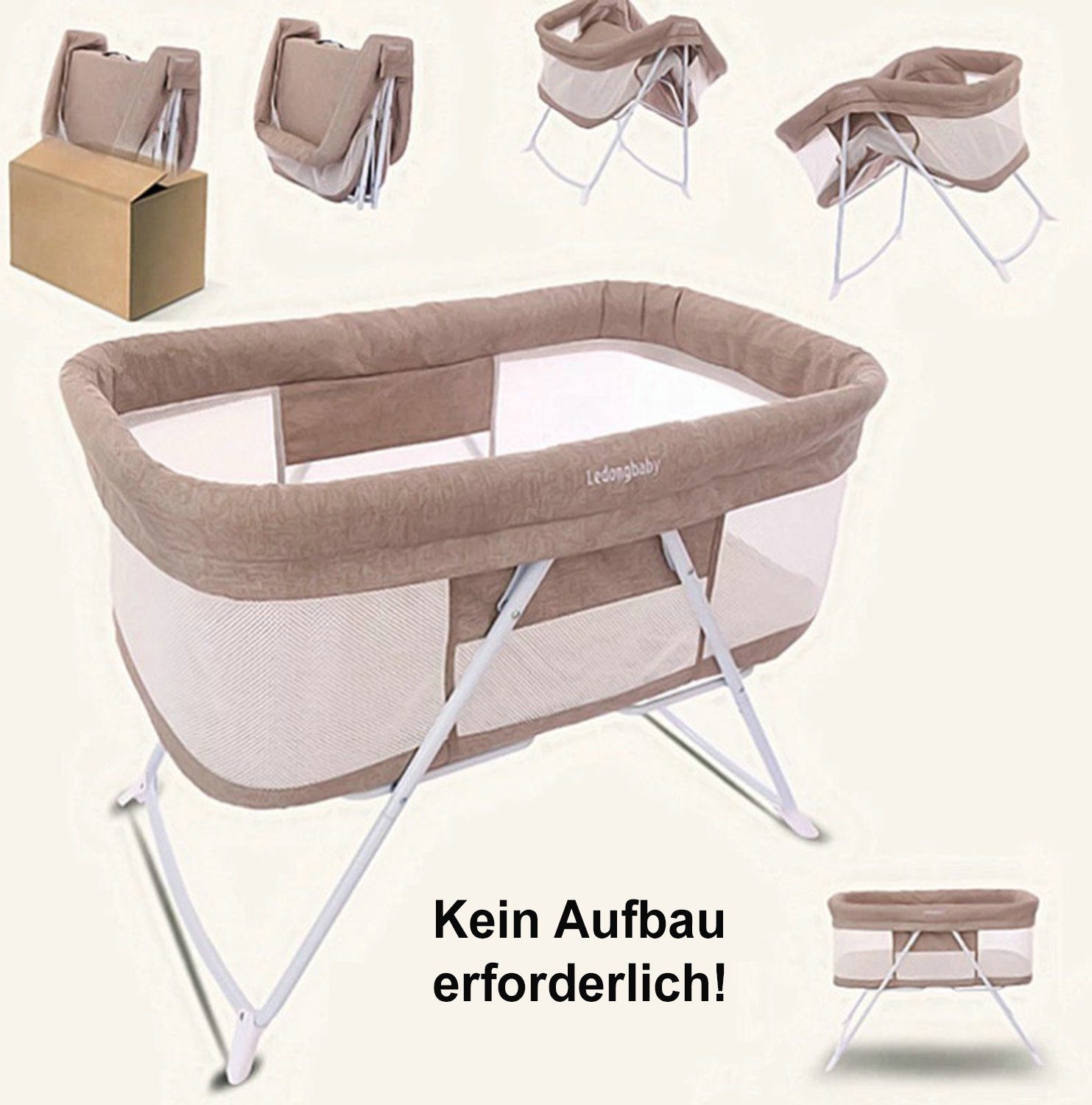TPFFamily Beistellbett Babybett Babywiege Reisebett mit Moskitonetz, Babybett mit Aufbewahrungskorb und Mückenschutz und Wiegefunktion