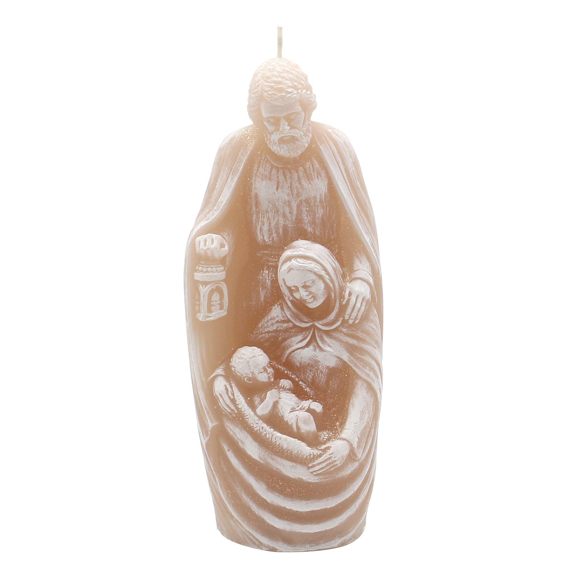 Dekohelden24 Adventskerze Hochwertige Kerze als Heilige Familie in 4 verschieden Farben (1 Stück, 1-tlg)